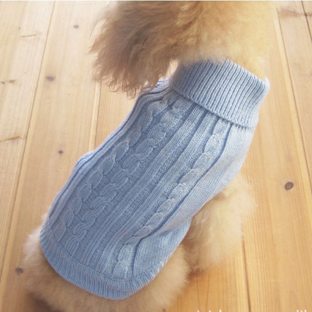 Tangpan Turtleneck Classic Straw-Rope Pro Pet Dog Sweater Apparel(Blue,Xs)