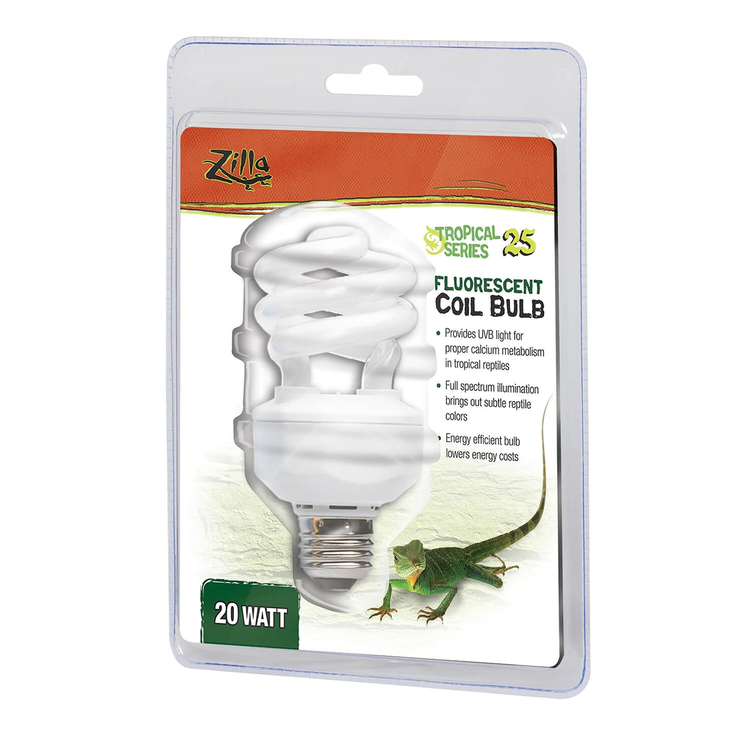 Zilla Fluorescent Coil Bulb Tropical 20 Watts, White