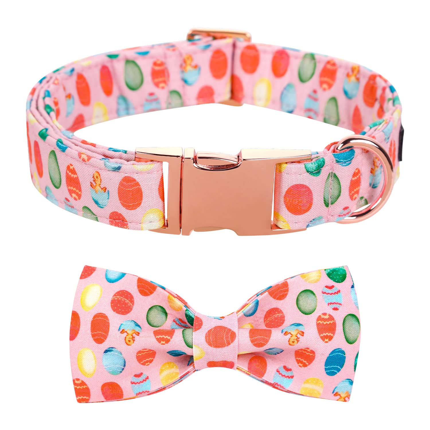 Maca Bates Easter Day Dog Collar With Bow Bowtie Easter Egg Dogs Bow Tie Collars Breakaway Soft Durable Cute Adjustable Pink Egg