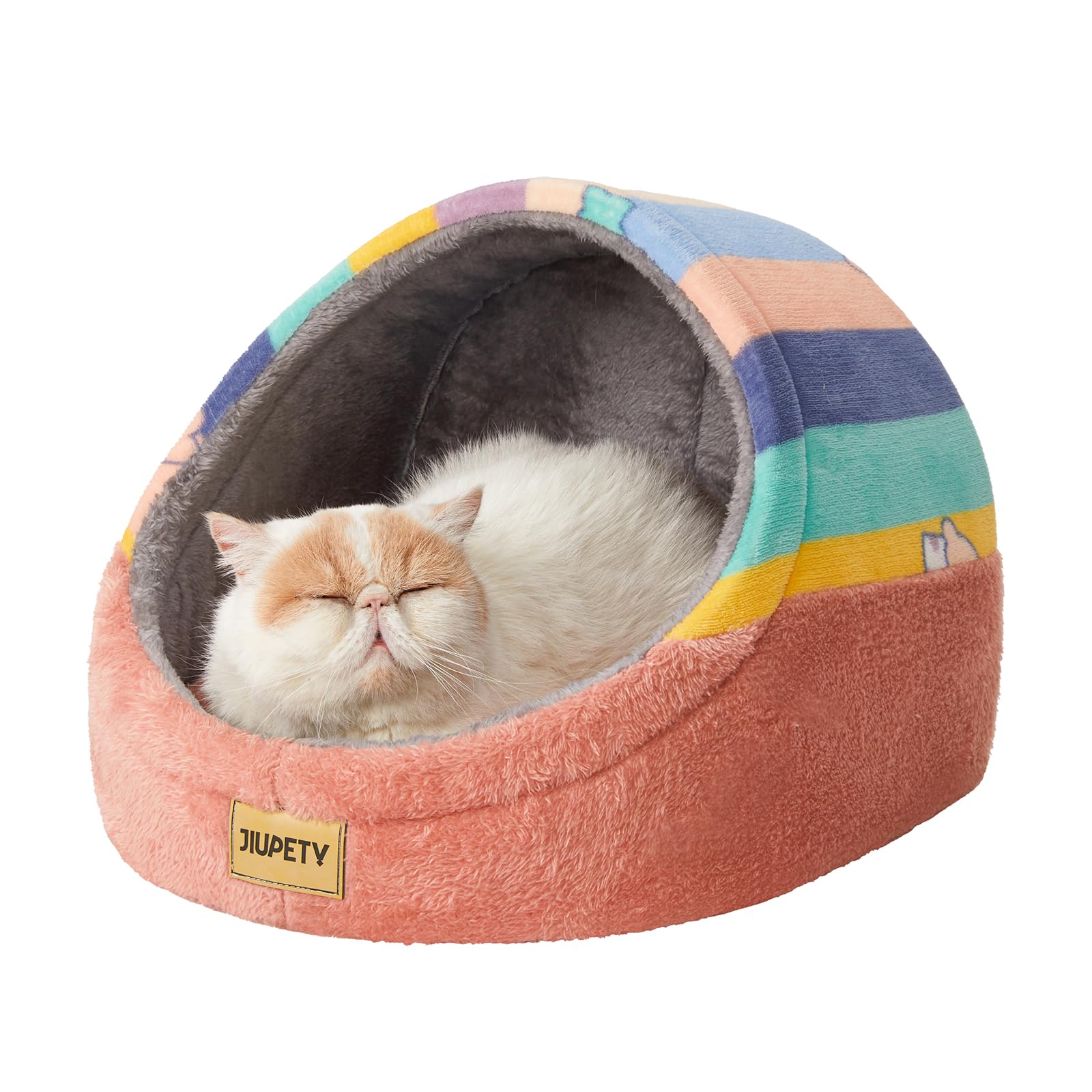 Jiupety Cute Cat Beds For Indoor Cats, Cat Cave Bed For Kittens, Hideaway Cat House & Tent With Anti-Slip Bottom, Washable Remov