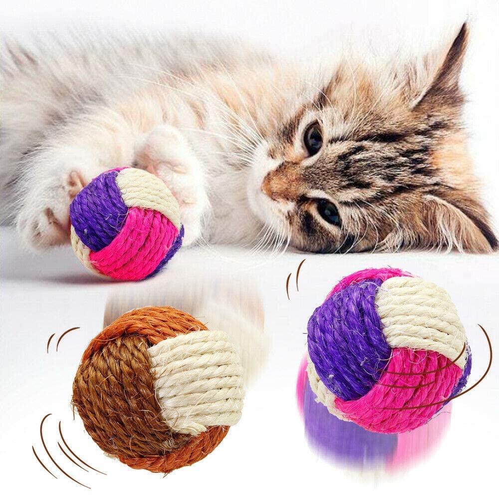 Kittupet 1 Pcs Cat Ball Toys, Cat Kitten Sisal Scratching Balls Handmade EcoFriendly Kitten Toy Balls For Cats Dogs Puppy Kitty