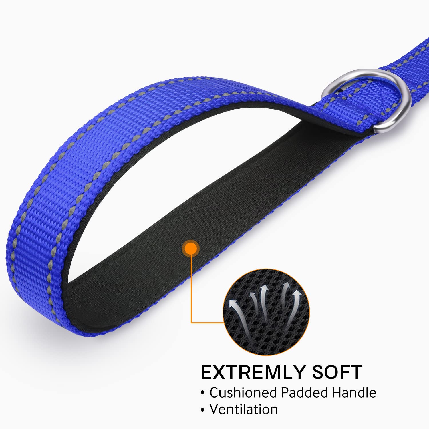 Joytale Double-Sided Reflective Dog Leash, 6 Ft/5 Ft/4 Ft, Padded Handle Nylon Dogs Leashes For Small & Medium Dogs Walking, Navy Blue, 5Ft