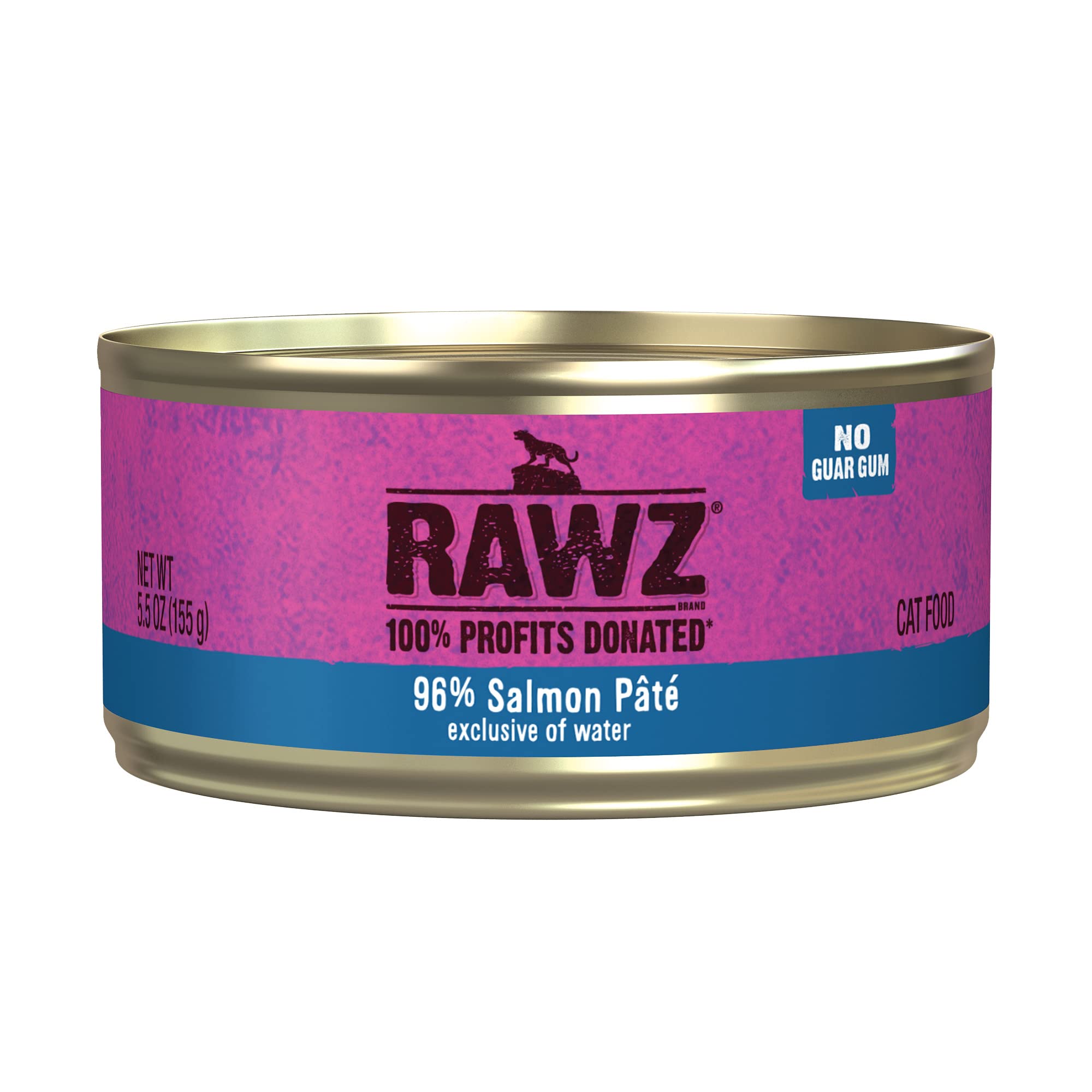 Rawz Natural Premium Pate Canned Cat Wet Food - Made with Real Meat Ingredients No BPA or Gums - 5.5oz Cans 24 Count (Salmon)