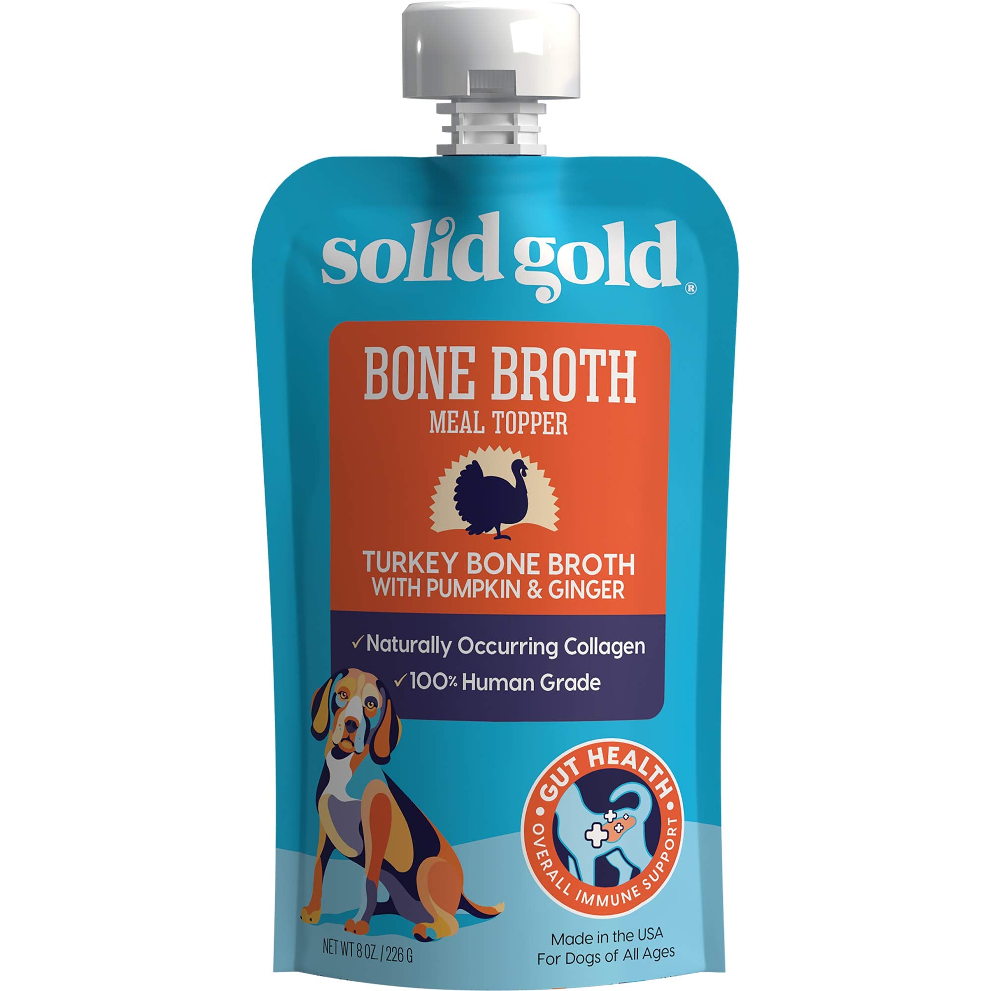 Solid Gold Turkey Bone Broth for Dogs - Grain Free Dog Food Topper Rich in Collagen and Superfoods - Nutrient Dense Dog Gravy To