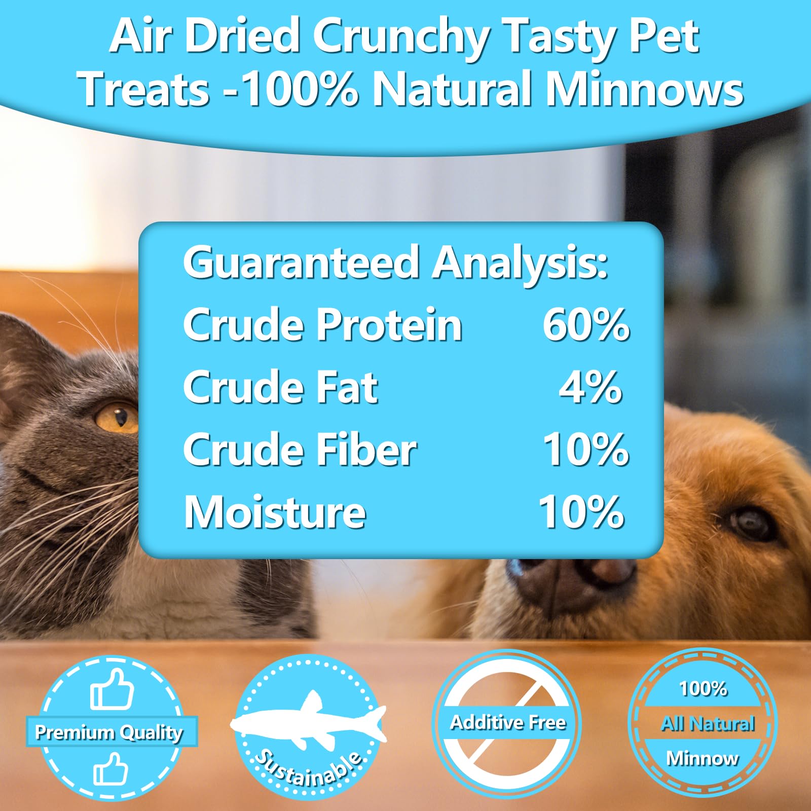 JADINGSFARM 2.5oz Natural Air-Dried Minnows Dog and Cat Treats, Grain-Free, High-Protein, Single-Ingredient Fish Snacks for Trai