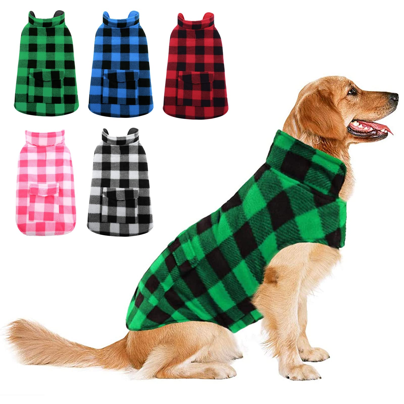 Dog Winter Coat, Asenku Dog Jacket Plaid Reversible Dog Vest Waterproof Cold Weather Dog Clothes Pet Apparel For Small Medium La