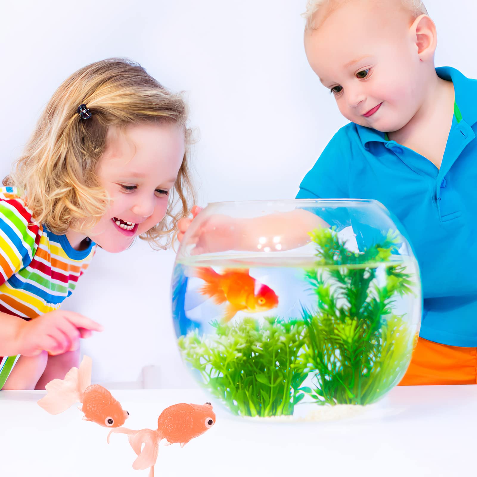 Kisangel Floating Fish 10pcs Miniature Goldfish Artificial Swimming Goldfish Rubber Goldfish Toy Fish Emulation for Aquarium Fis