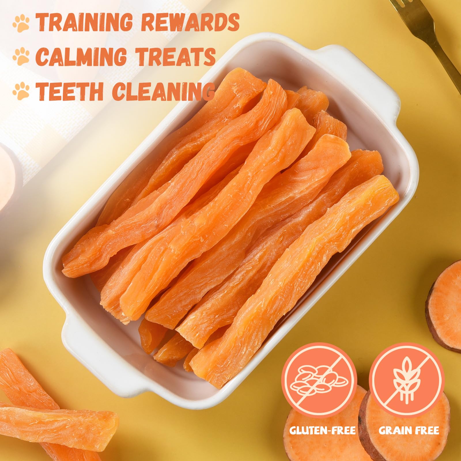 Pawmate Sweet Potato Dog Treats, Healthy Low Fat Dog Chews Rawhide Free Grain Free Training Treats for Small Medium Large Dogs 2