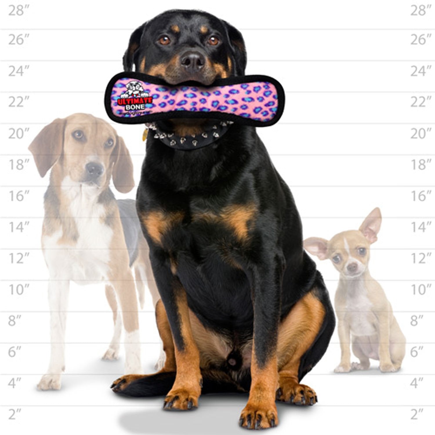 Tuffy Ultimate Bone, Durable Dog Toy (Pink Leopard)
