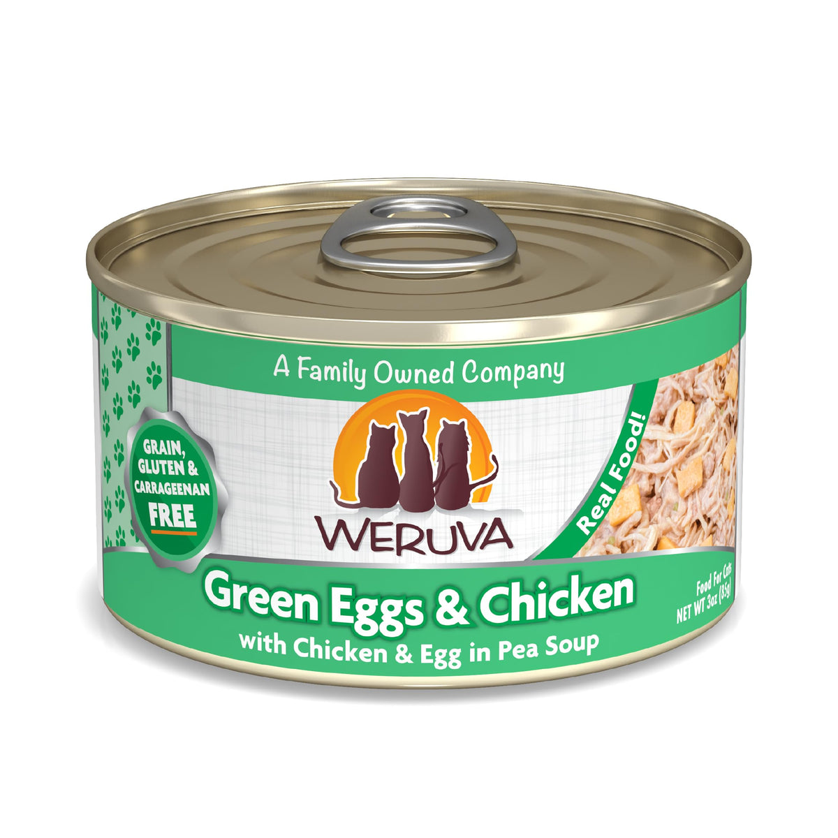 Weruva Classic Cat Food, Green Eggs & Chicken With Chicken Breast & Egg In Pea Soup, 3Oz Can (Pack Of 24)