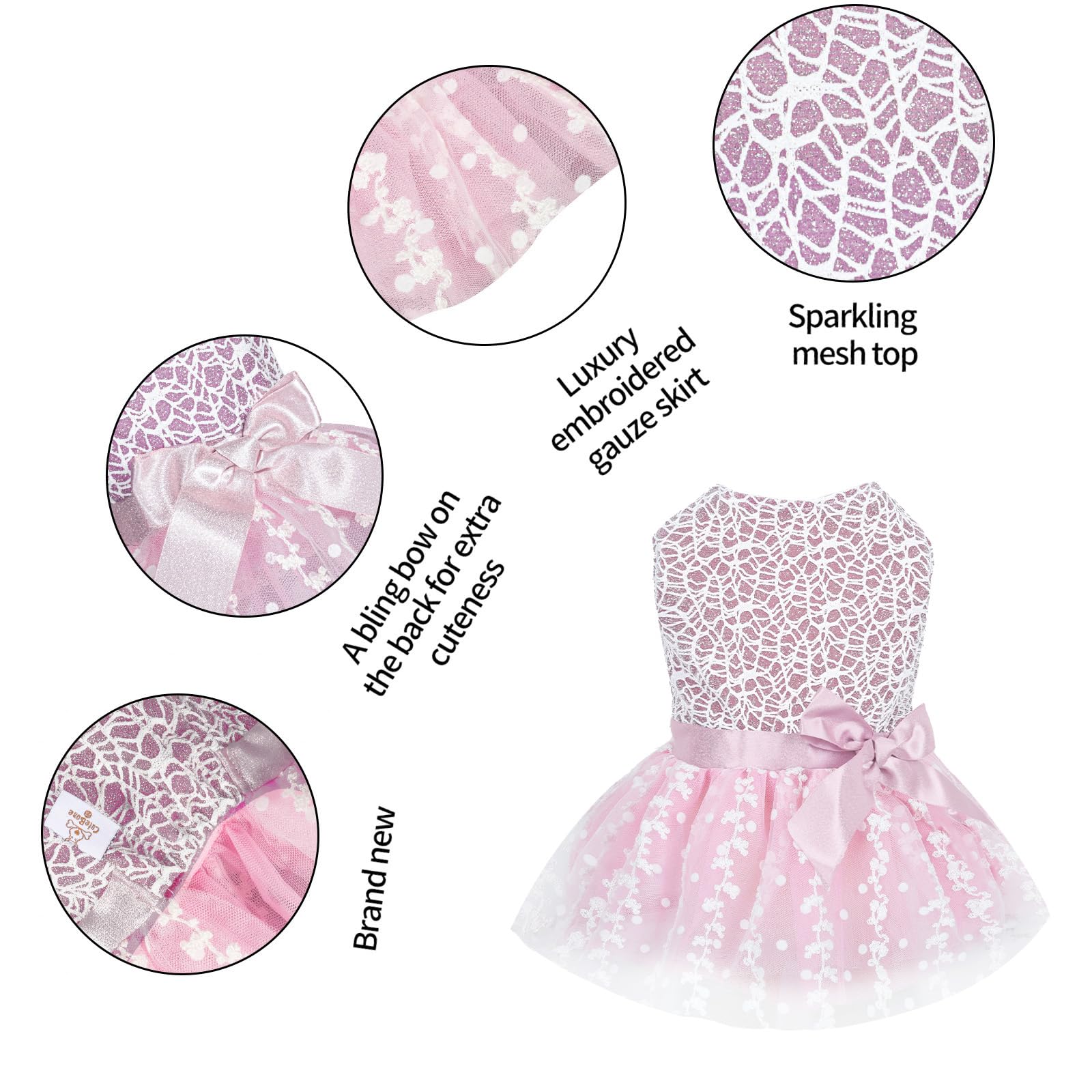 Cutebone Dog Birthday Dress Girl Puppy Skirt Tutu Cat Wedding Outfit Pet Party Clothes For Small Dogs Costume Dd16S