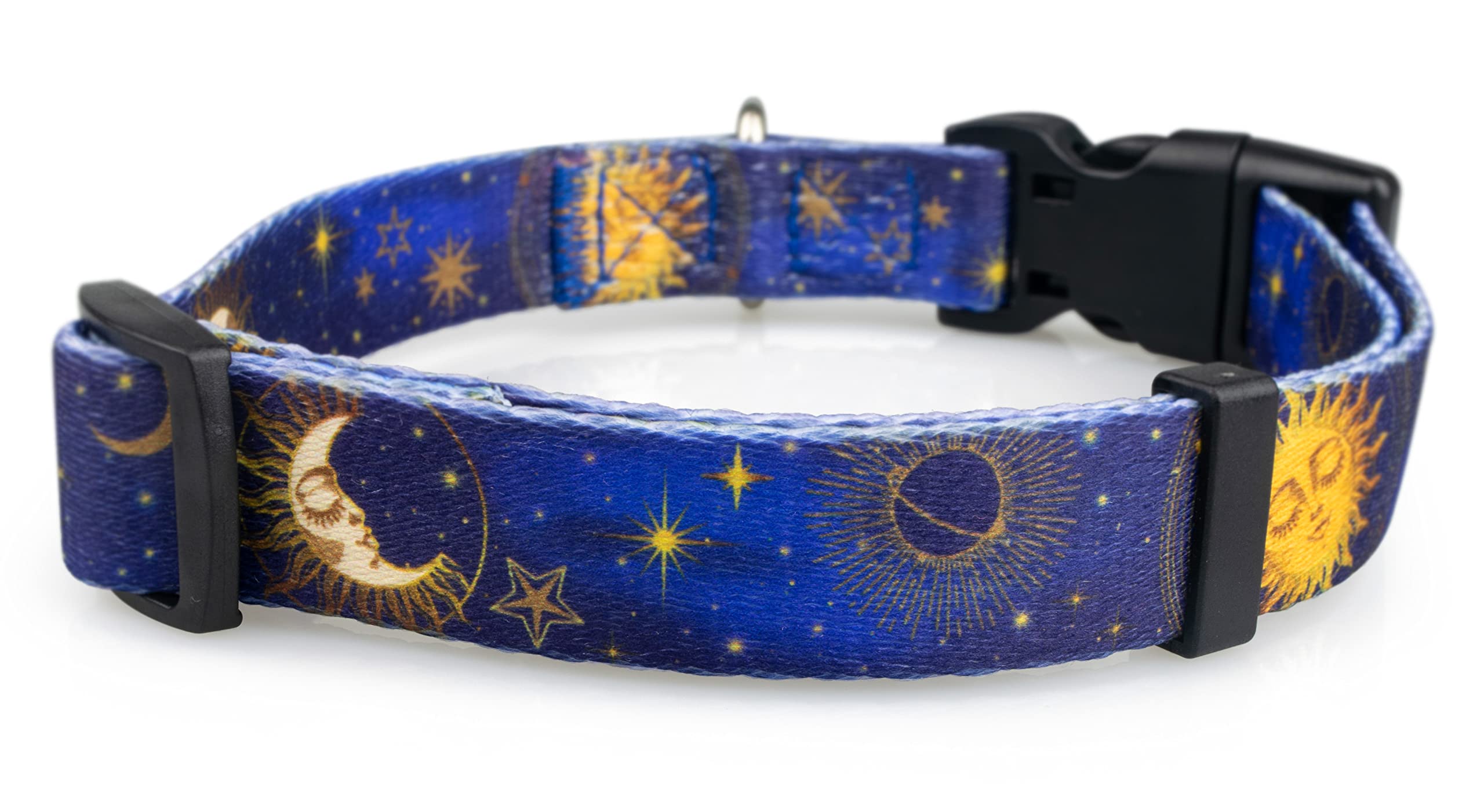 Limeloot Celestial Moon Dog Collar for Small Dogs, Male or Female Dog Collar with Moon, Stars, and Sky, Small