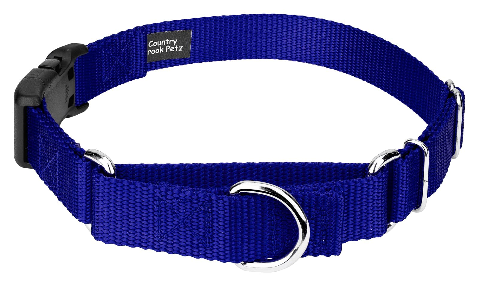 Country Brook Petz - Made In The Usa - Durable Nylon Martingale With Deluxe Buckle - 30+ Vibrant Color Options (Bright Royal Blue, 3/4 Inch, Small)