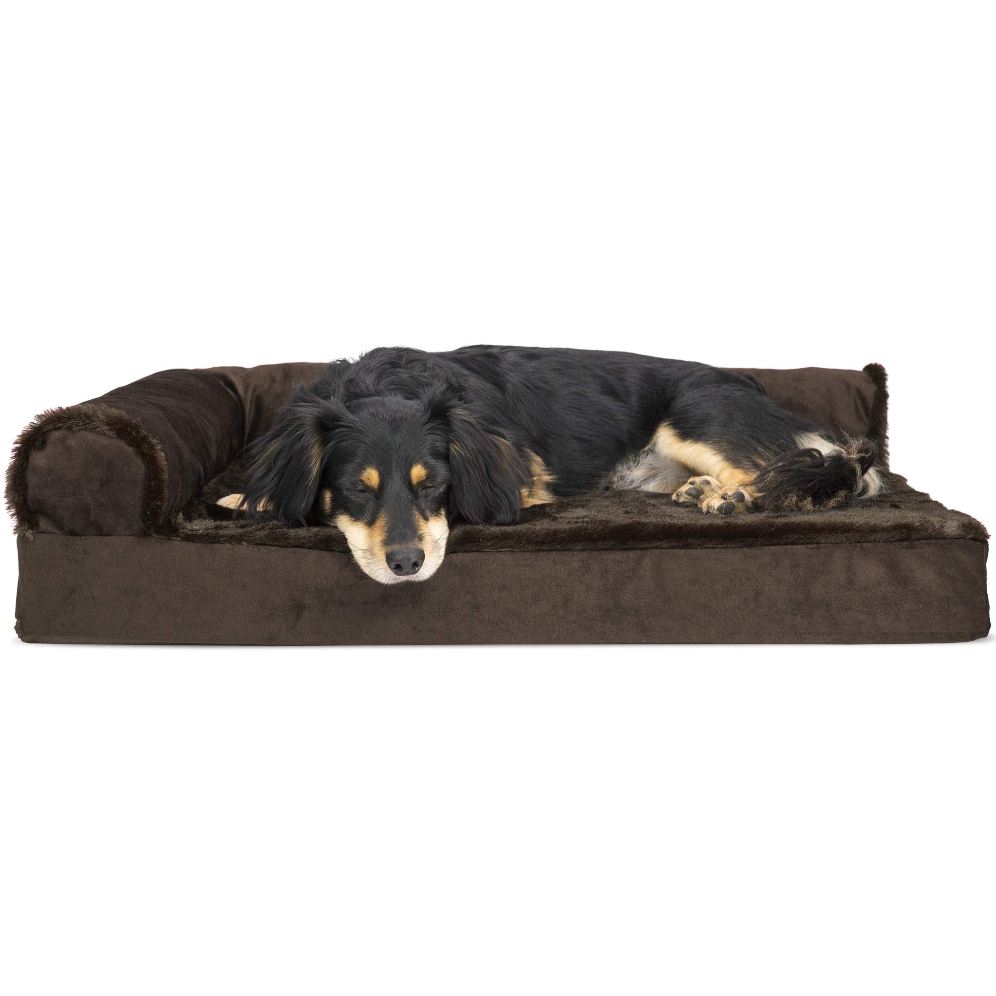 Furhaven Orthopedic Dog Bed for Medium/Small Dogs w/ Removable Bolsters & Washable Cover, For Dogs Up to 35 lbs - Plush & Velvet