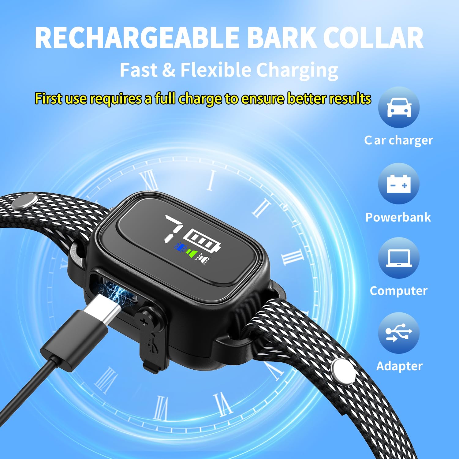 Ricivi Anti-Bark Collar For Small Dogs, No Shock Barking Collars With 7 Sensitivities, 3 Adjustable Modes Beep & Vibration, Ip67 Waterproof - Effective & Humane Small Dogs Bark Collar-Gloss Black