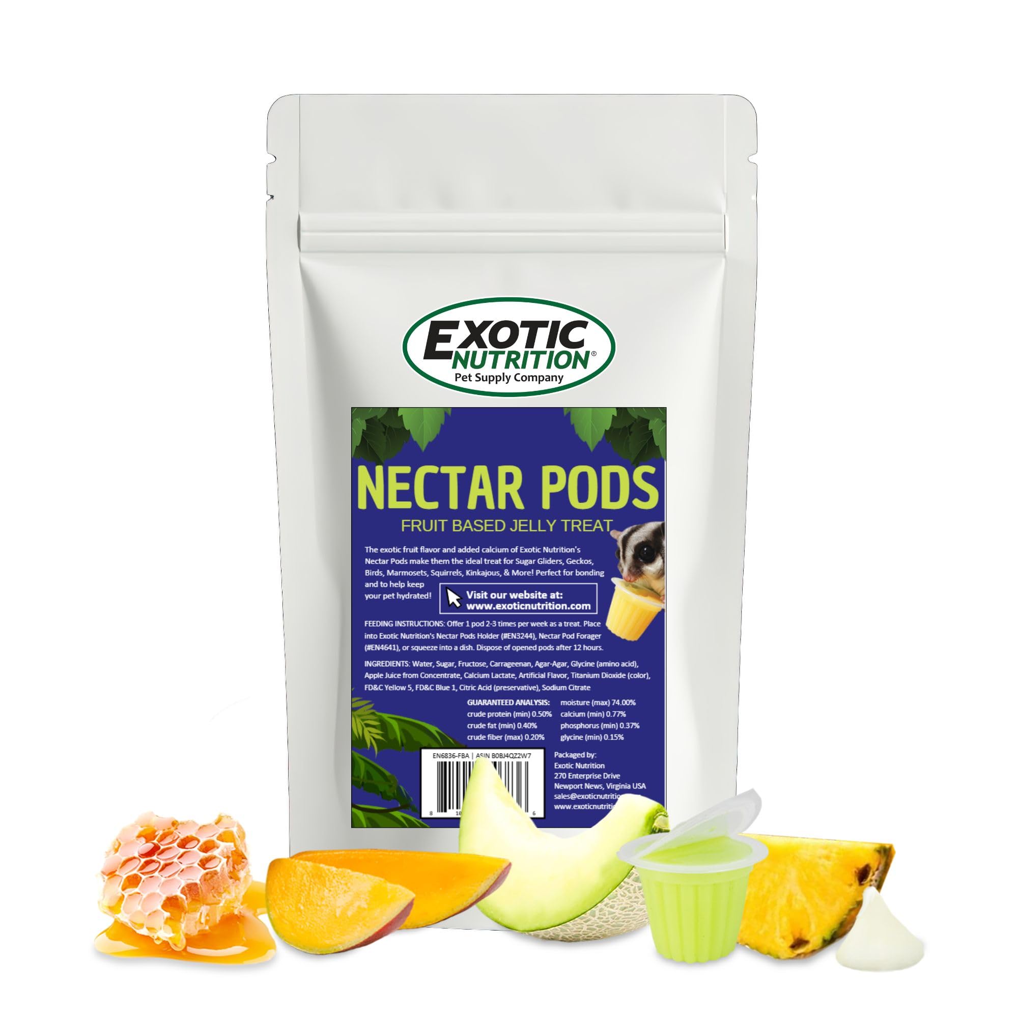 Exotic Nutrition Nectar Pods Variety 5 Pack - 40 Calcium-Fortified Jelly Fruit Pods for Small Pets