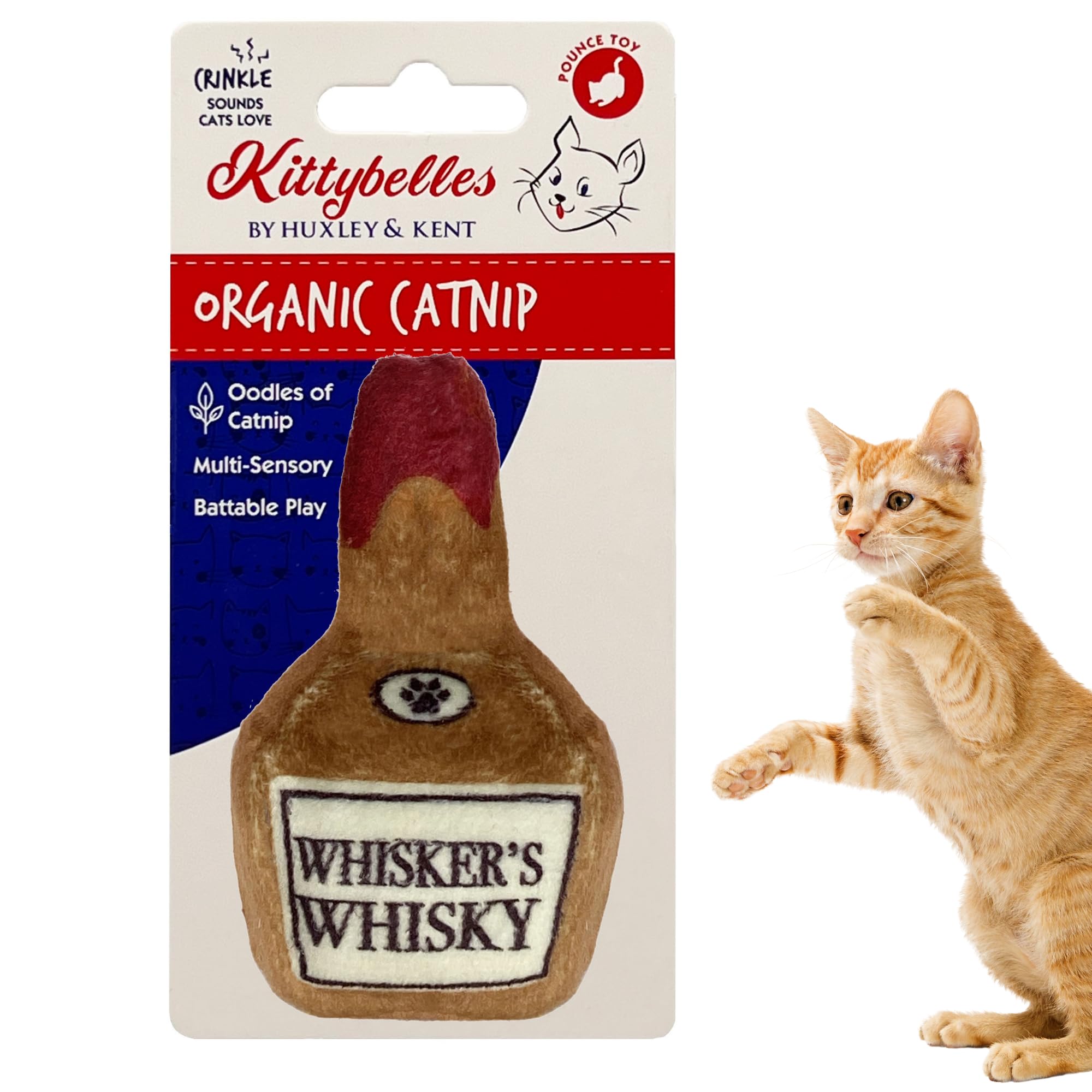 Huxley & Kent Plush Cat Toy - Whisker'S Whiskey - Nappy Hour Strong Catnip Filled - Plush Interactive Kitten And Cat Toy With Ca