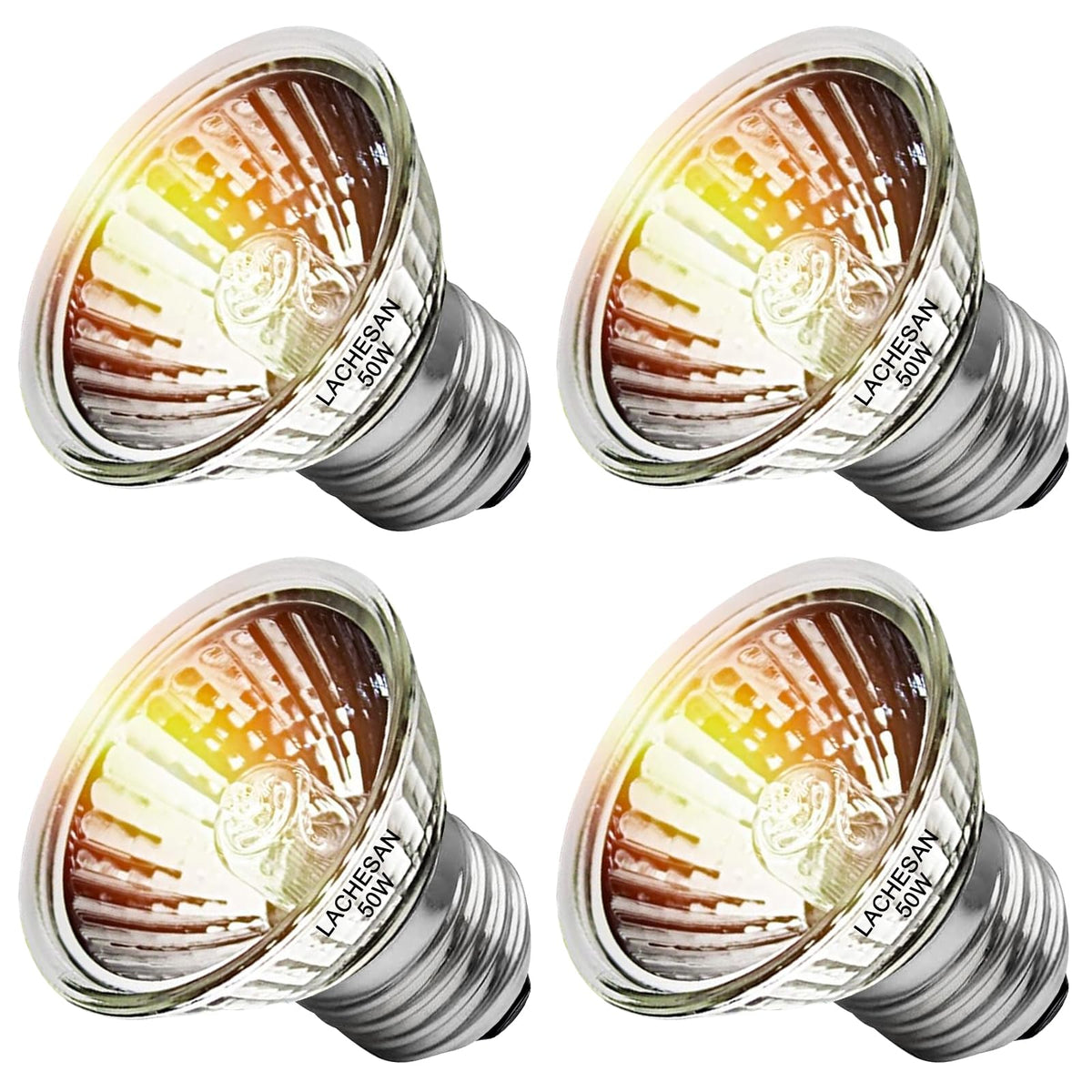 Lachesan 4-Pack 50W Uva Bulbs, Fit E26 Heat Reptile Lamp, Light Turtle Heat Lamp For Reptiles And Amphibian Tanks, Terrariums An