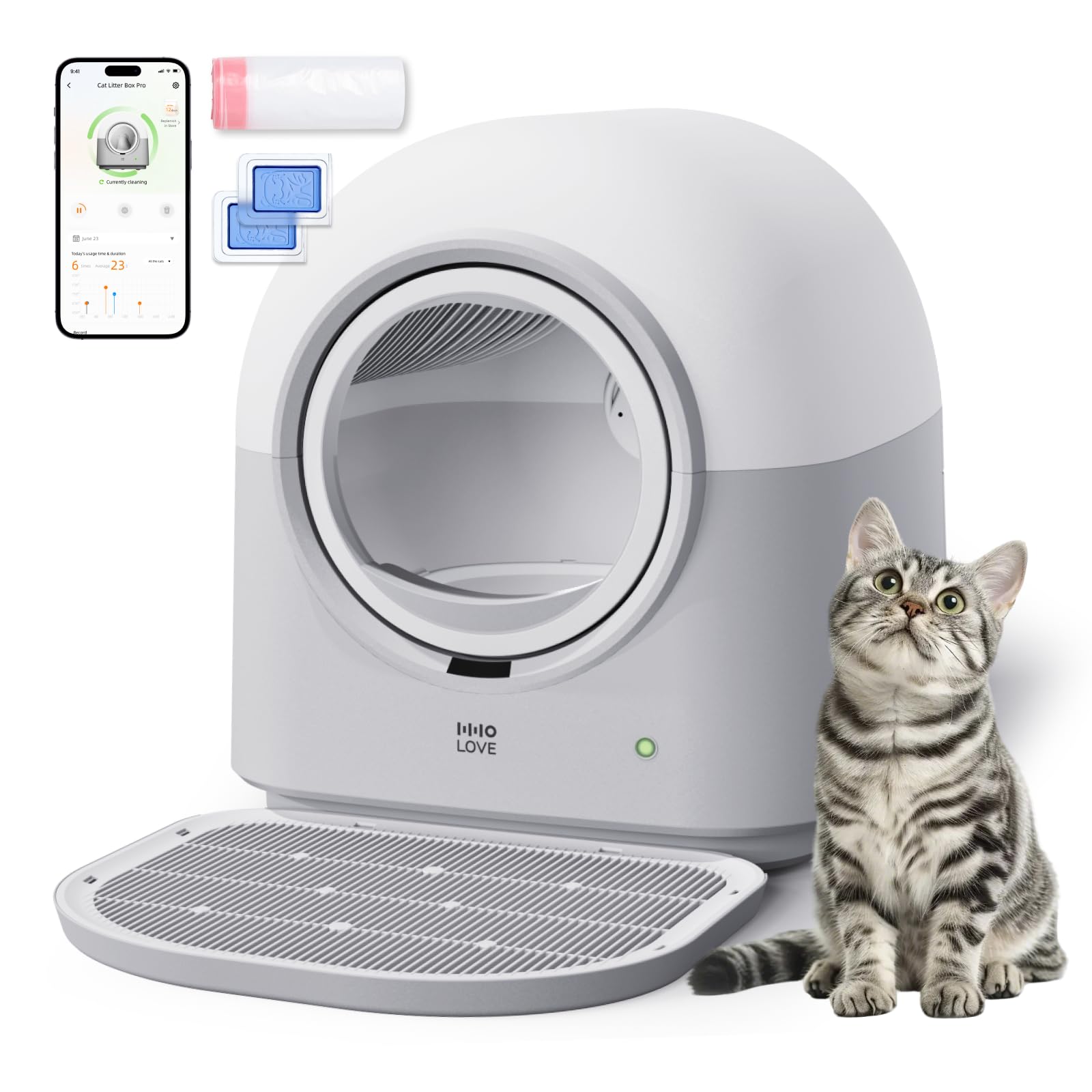 TYPro Self Cleaning Cat Litter Box Automatic Hands-Free Smart Robot self Cleaning Cat Litter Box for Multiple Cats with APP Cont