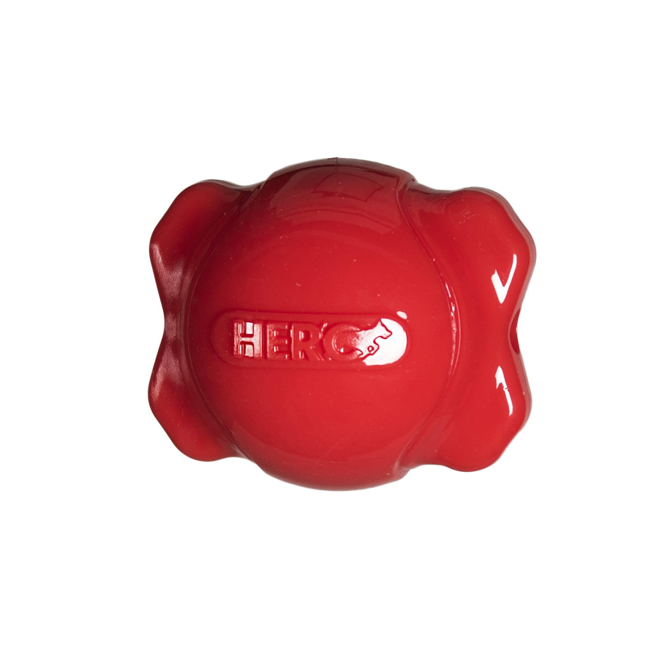 Hero Signature Series Soft Rubber Bone Ball With Squeaker, Small, Red Dog Toy