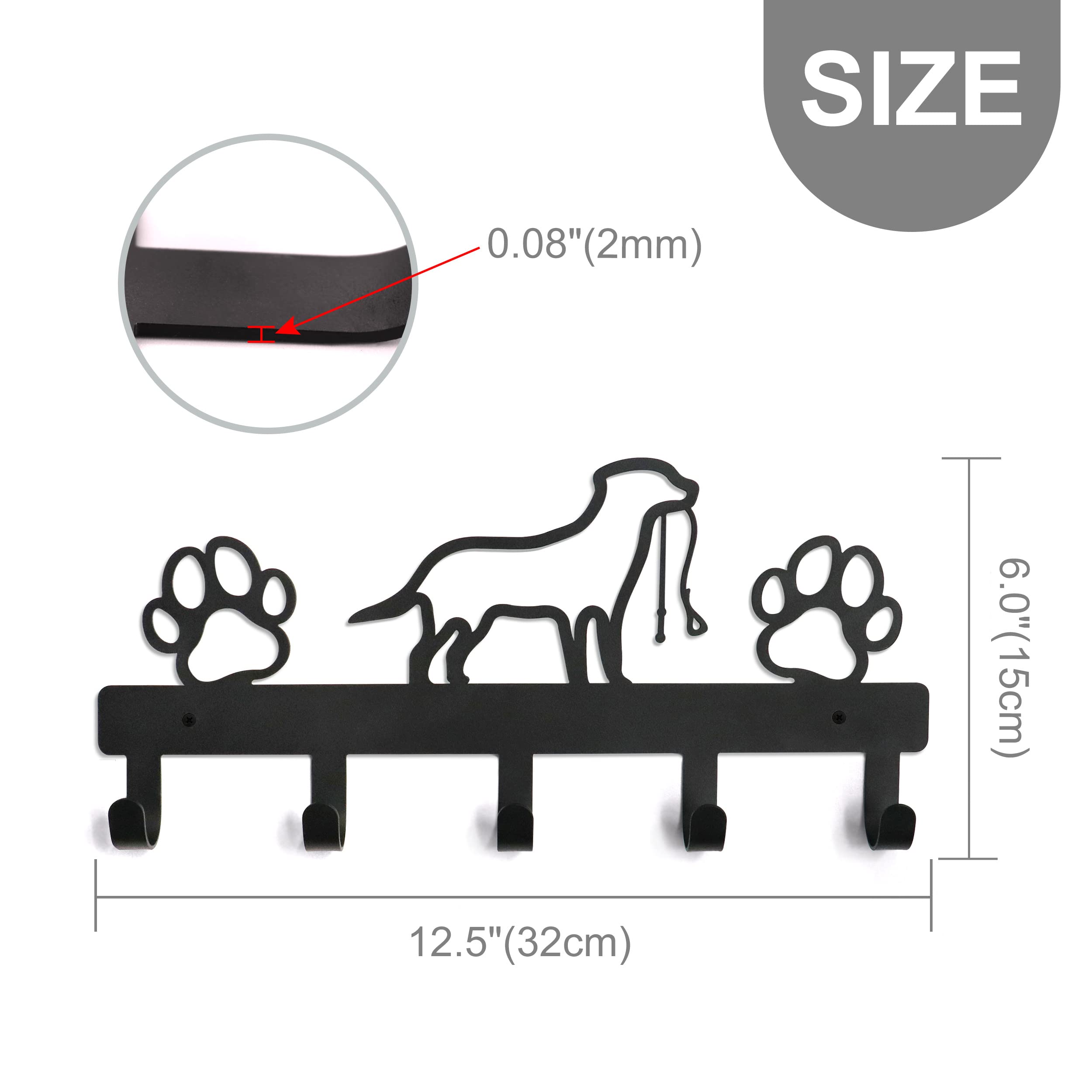 PET ARTIST Dog Leash Holder for Wall, Metal Dog Leash Hooks for Wall Decorative, Dog Leash Hanger Organizer Wall Mount with 5 Ho