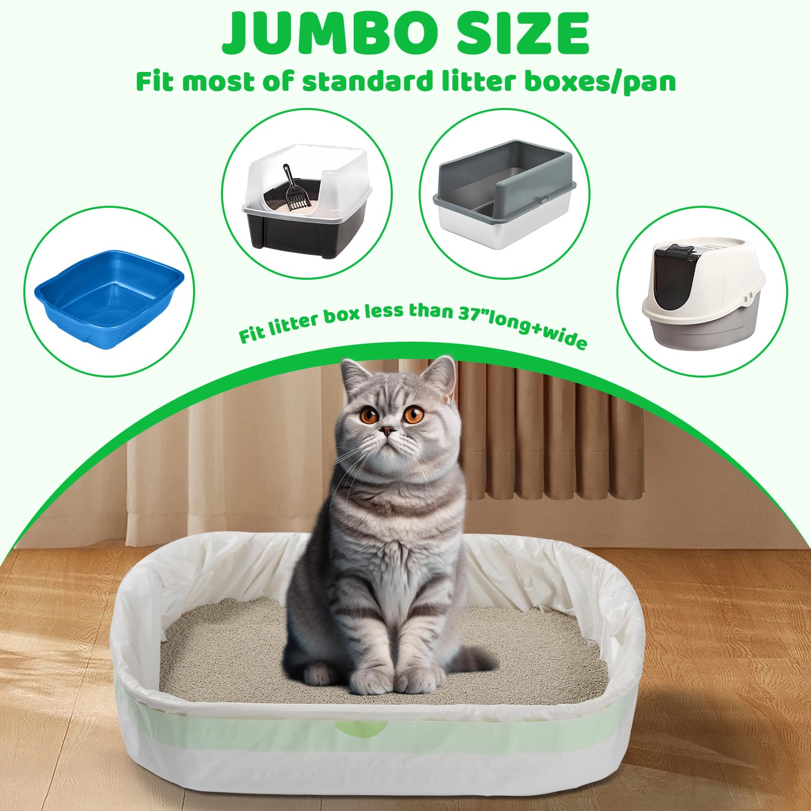 30 Litter Box Liners Jumbo 3Mil Thicken Cat Litter Bags Tear Resistant Litter Liners Heavy Duty Cat Pan Liners Extra Large Kitty