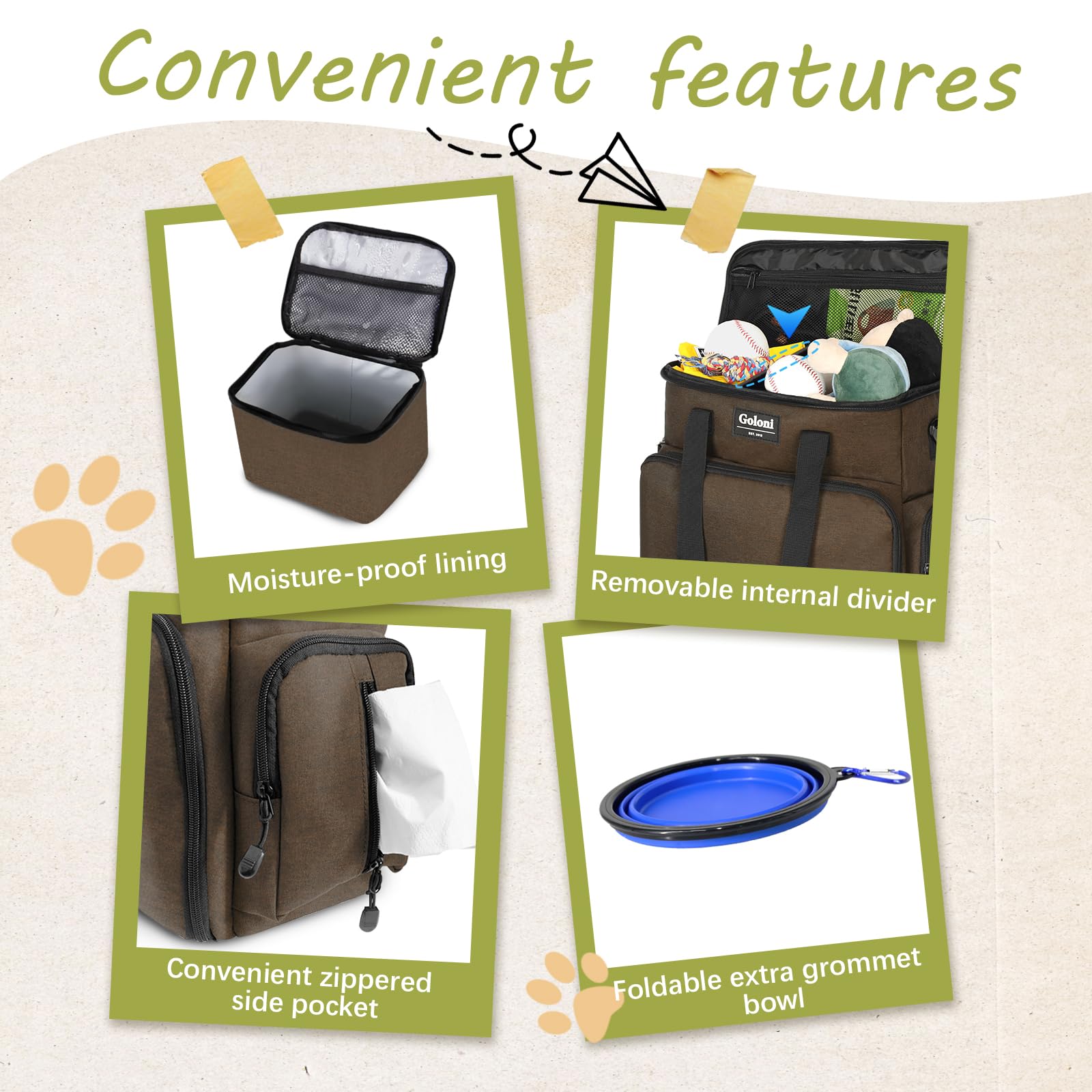 Dog Travel Bag Airline Approved-Pet Travel Tote with Collapsible Bowls,Food Containers & Feeding Mat-Multi-Pocket Organizer for