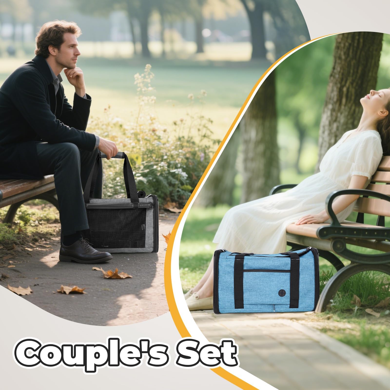 Yudodo 2 Packs 25 Lbs Lightproof Soft Sided Pet Carrier For Large Cat & Small Dog Airline Approved Travel Bag Puppy Carriers Wit