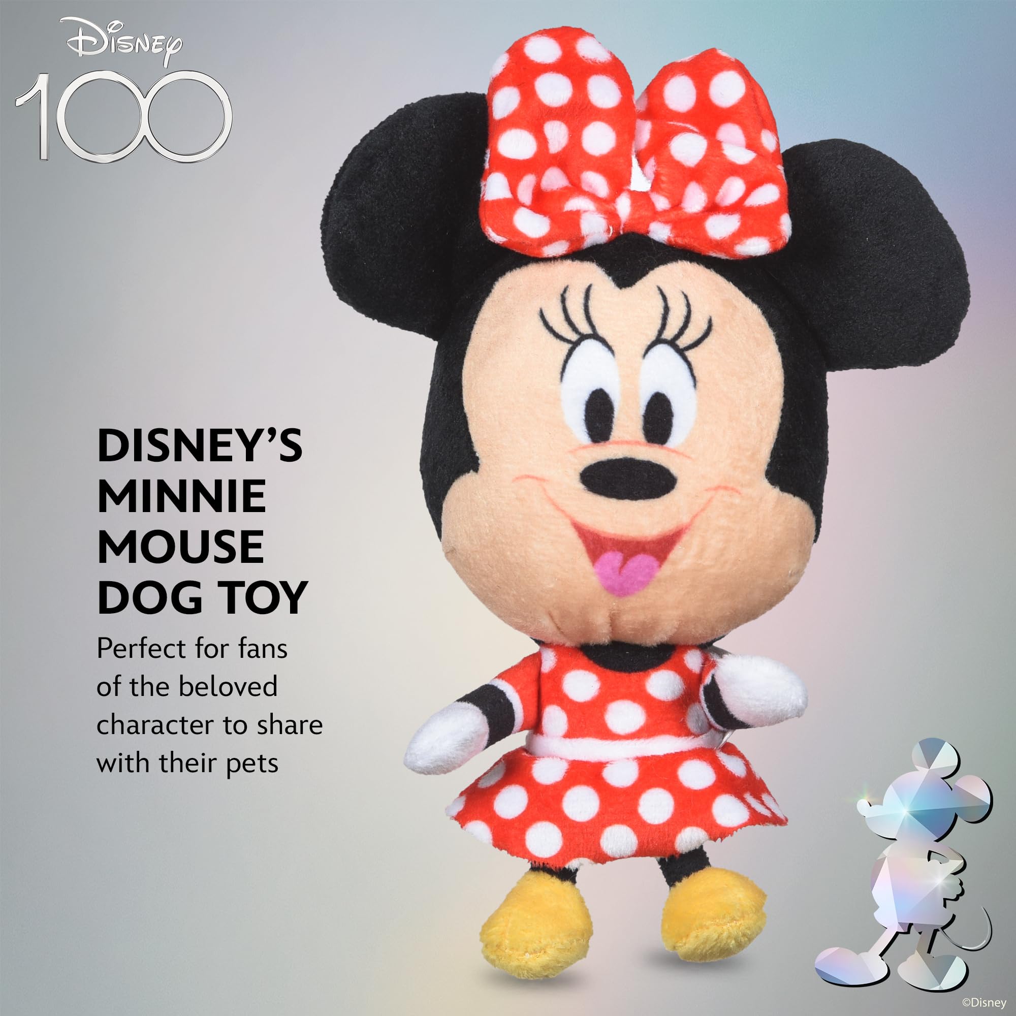 Disney For Pets Minnie Mouse Plush Squeaky Dog Toy 6In | Disney Dog Toys | Plush Squeaker Toy For Dogs Inspired By Minnie Mouse,