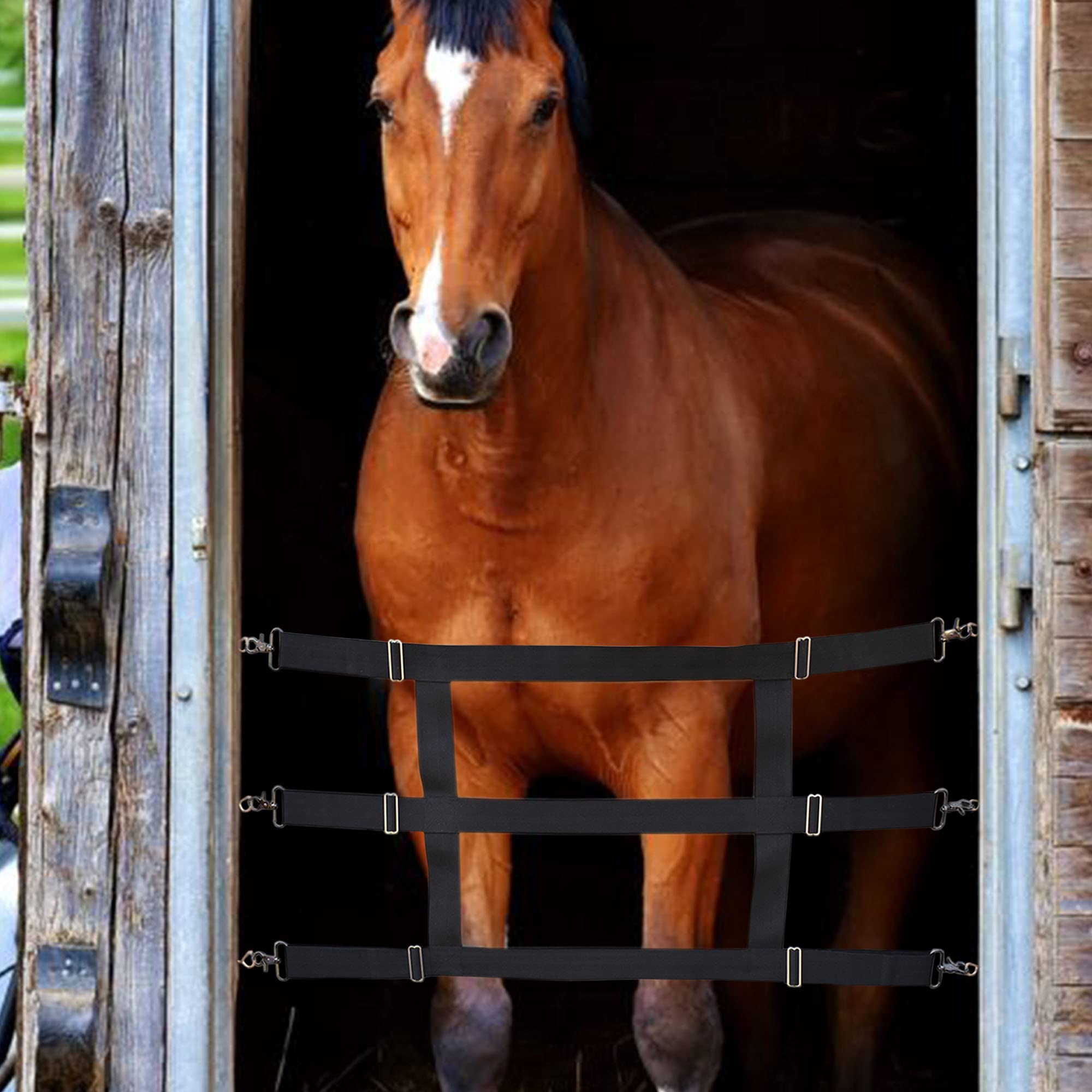 Tinkare Stall Guard For Horse Stable Gate With Adjustable Straps And 2'' Nylon Webbing Allow Air Flow