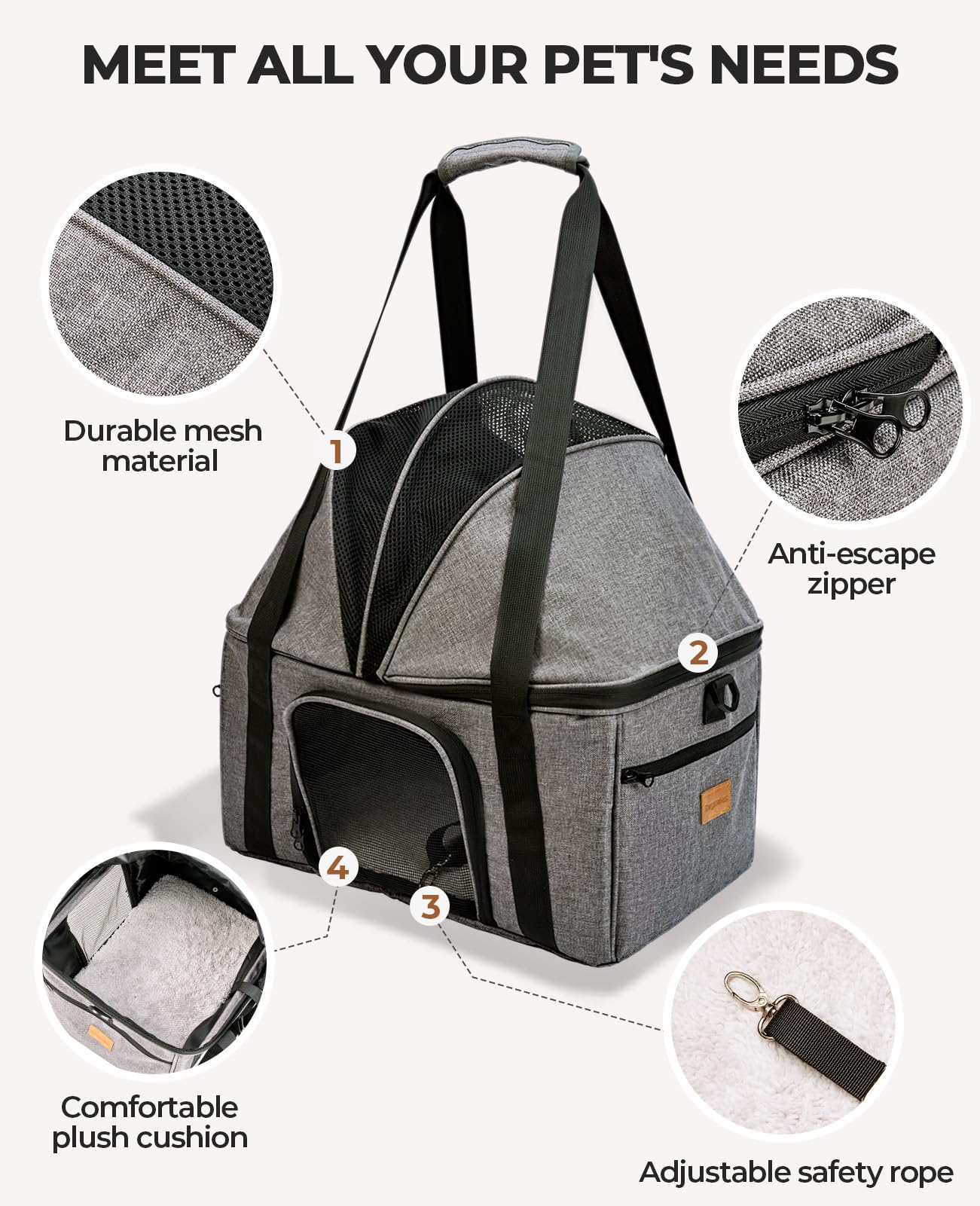 Burgeonnest Top-Expandable Large Cat Carrier, Soft Sided Cat Bag Carrier For Medium Large Cat 15 Lbs, Upgrade Small Dog Car Seat