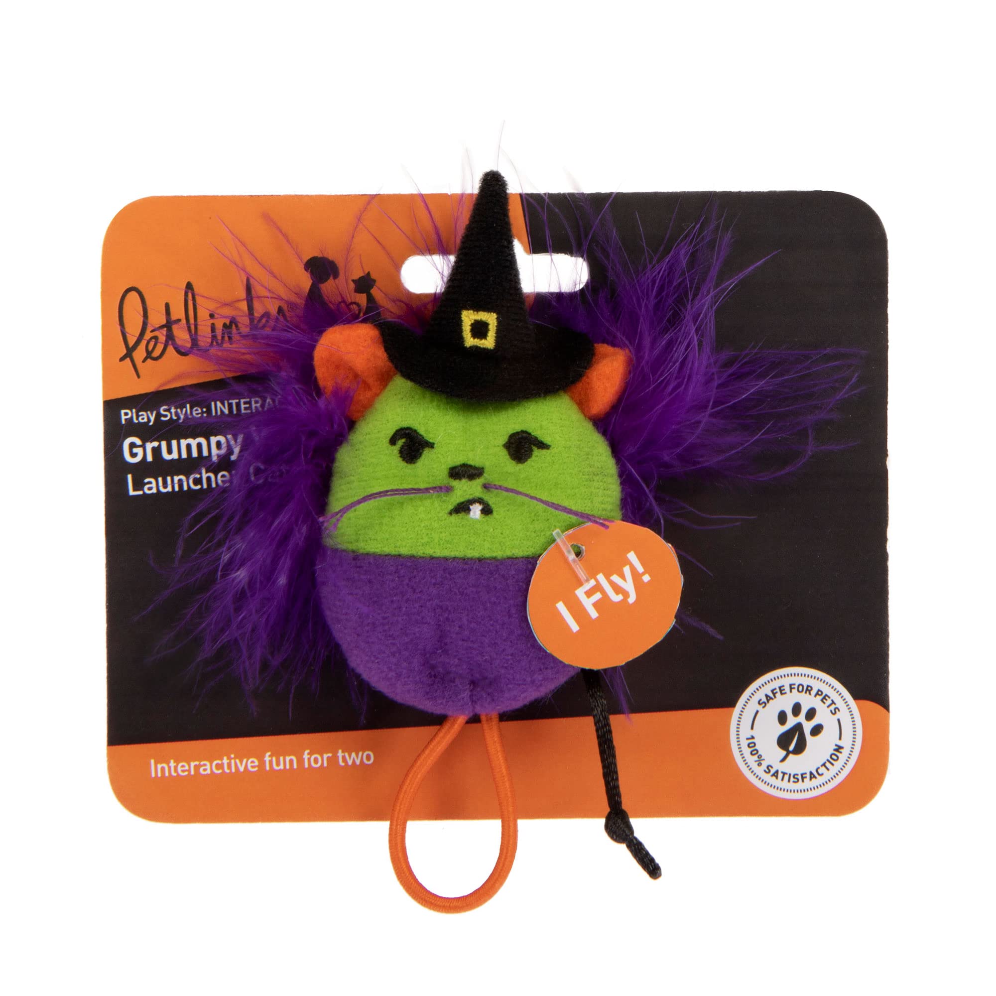 Petlinks Halloween Grumpy Witch Launcher Cat Toy - Green/Purple, One Size