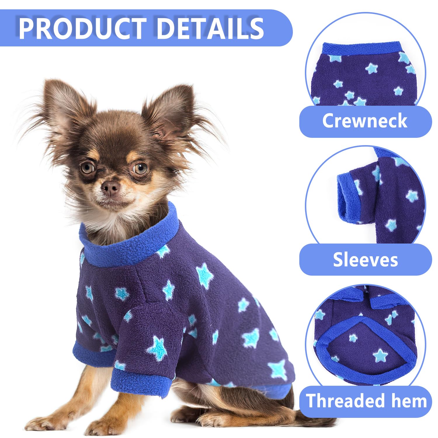 3 Pack Dinosaur Fleece Sweaters for Medium Dogs - Warm & Cute Pet Sweaters for Boys - Winter Dog Coats for French Bulldog,Dachsh