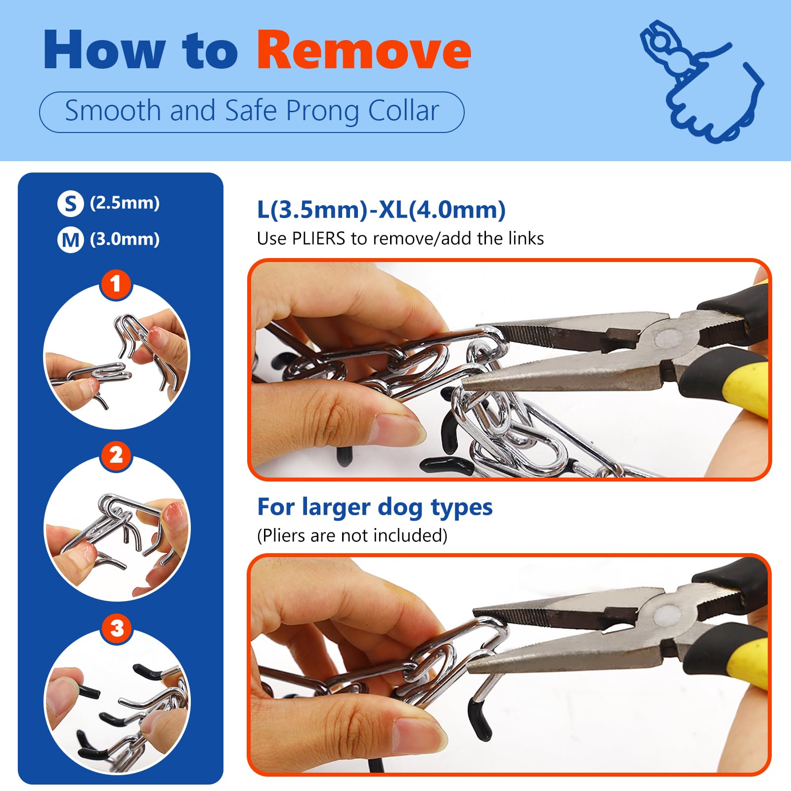 Supet Prong Collar For Dogs Training Collar, Adjustable Pinch Collar With Quick Release Buckle For Small Medium Large Dogs, No P