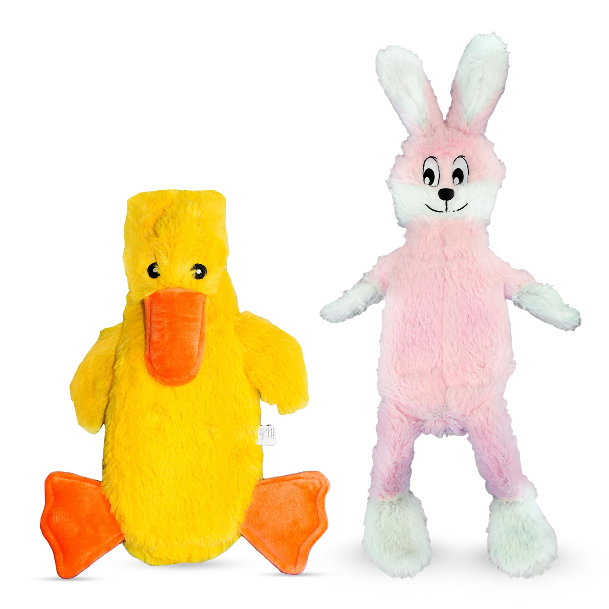 Fga Marketplace Pink Rabbit-Duck Flat No Stuffing No Squeak Plush Dog Toy, Funny Style Will Entertain Your Pet For Hours, Recomm