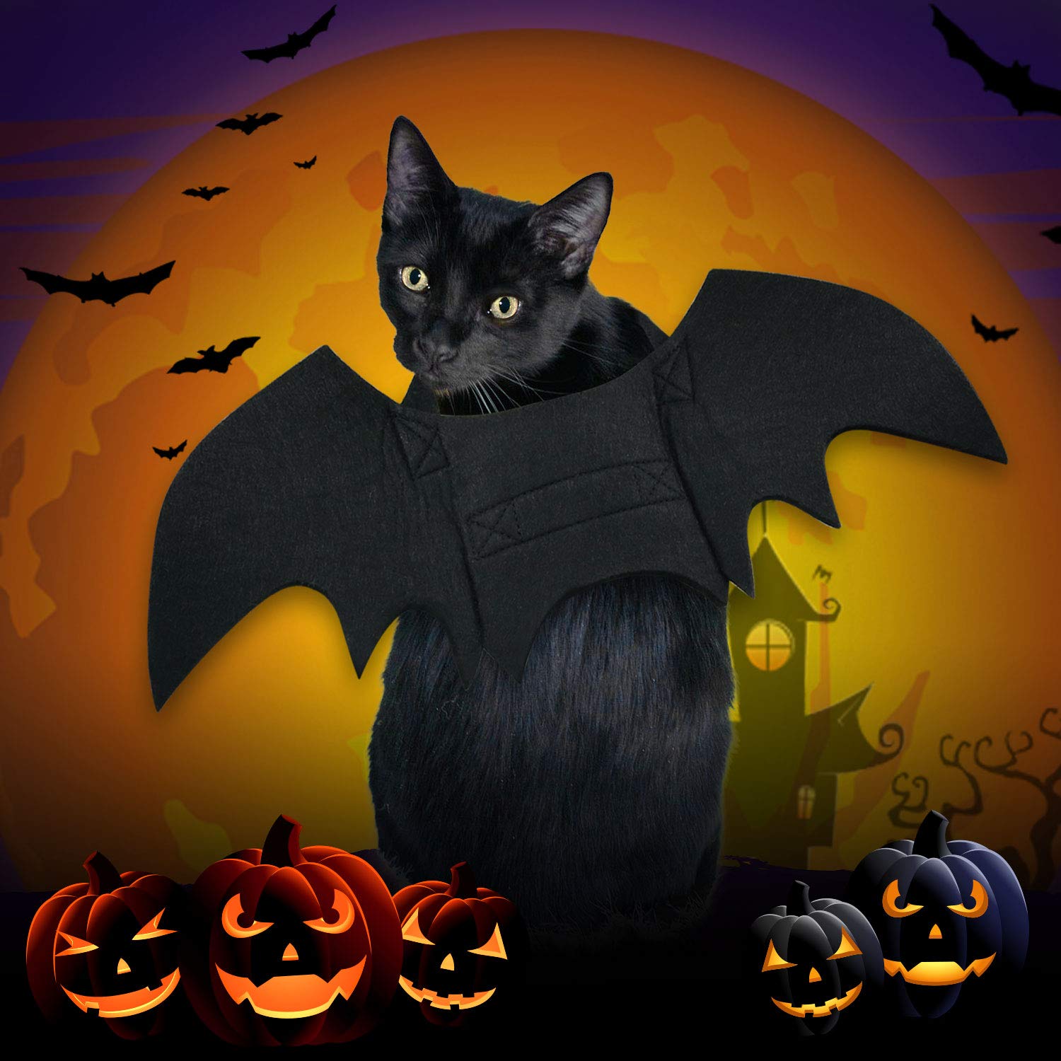 Rypet Cat Bat Costume - Halloween Pet Costume Bat Wings Cosplay Dog Costume Cat Costume For Party Xs