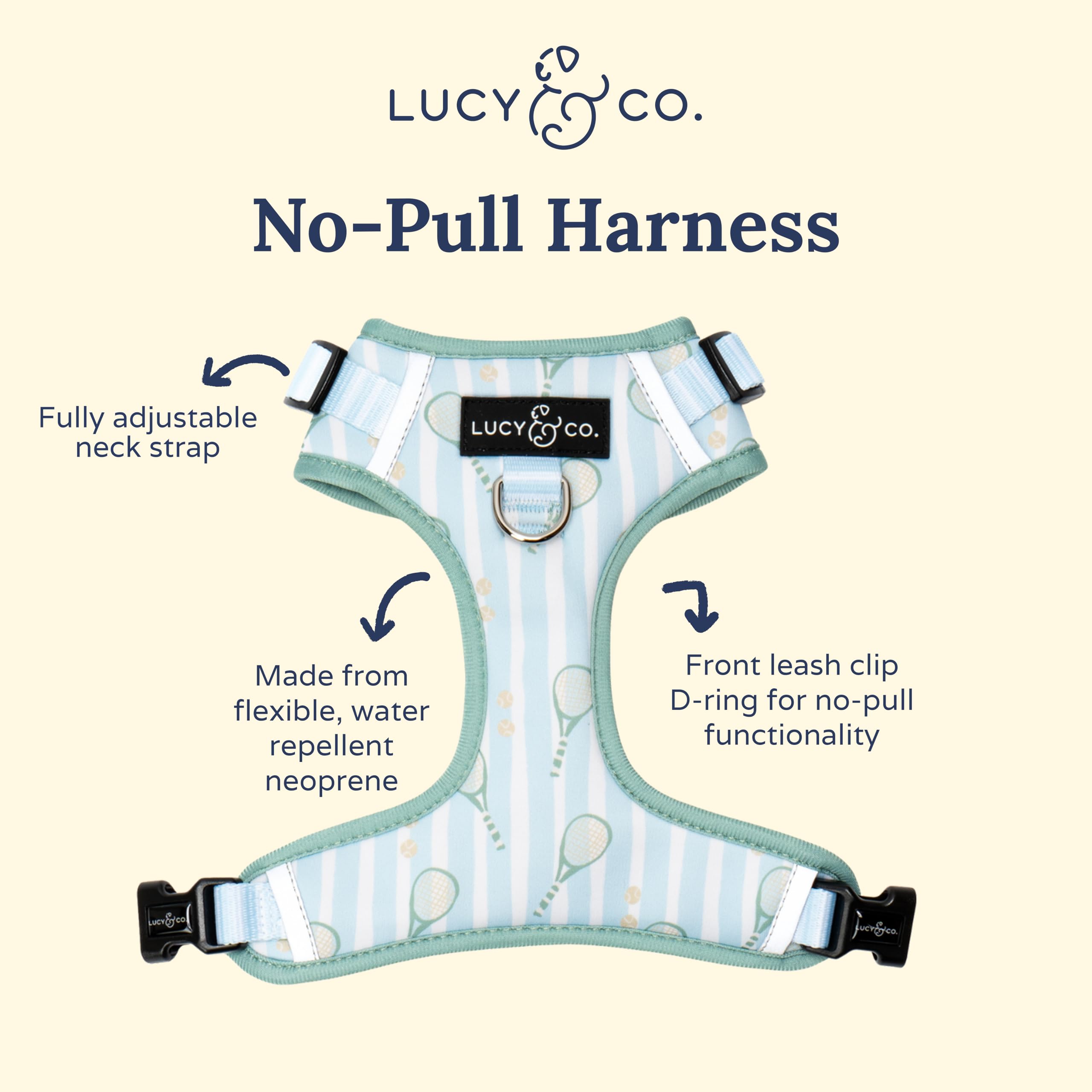 Lucy & Co. The Match Point No-Pull Dog Harness - Size Medium - Vest to Stop Pulling & Walk Easy - Comfortable Leash Training Pro