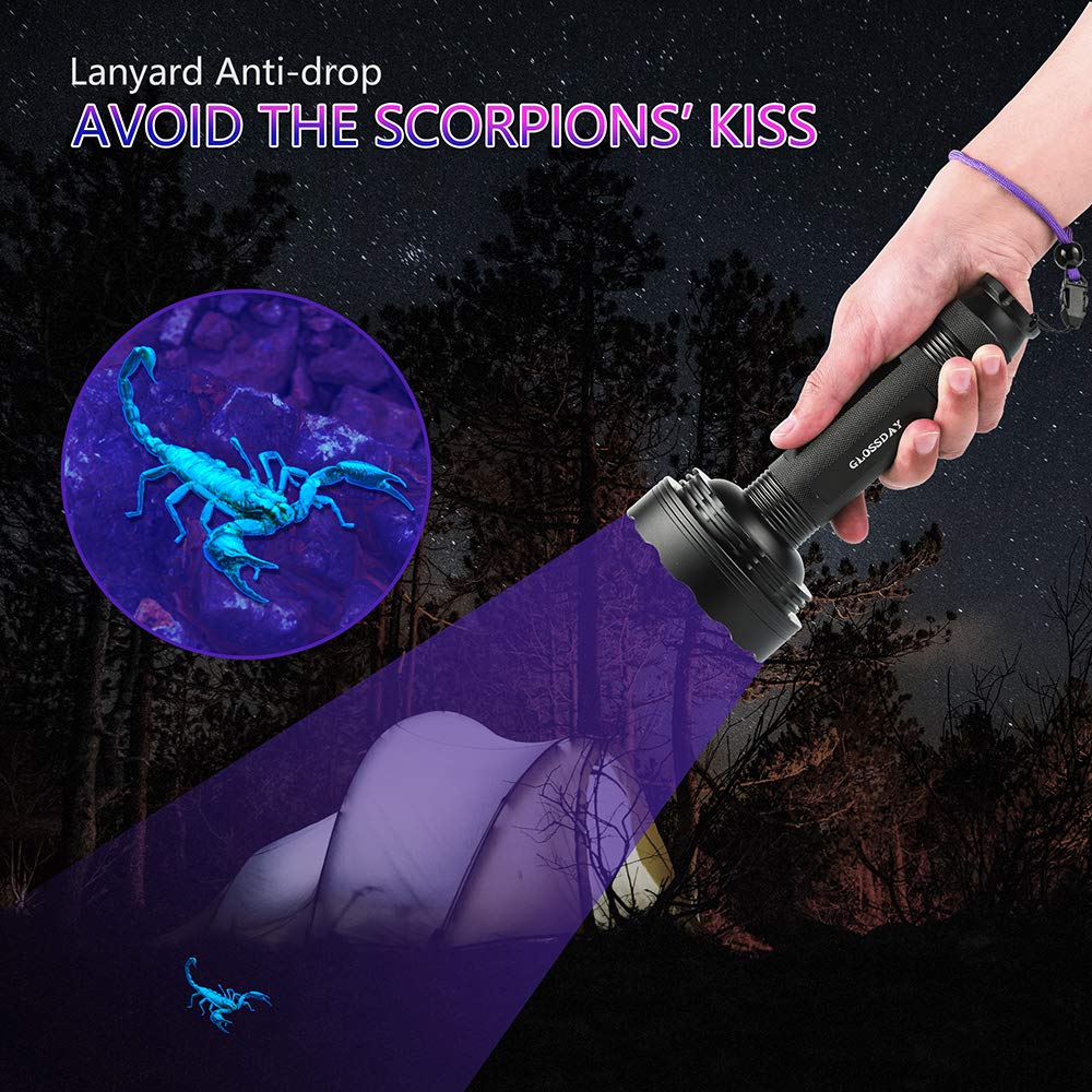 Glossday Blacklight Flashlight,128 Led Uv Flashlights, Upgraded Bright Ultraviolet Flashlight Professional Black Light For Dog/Cat, Hunting Scorpions