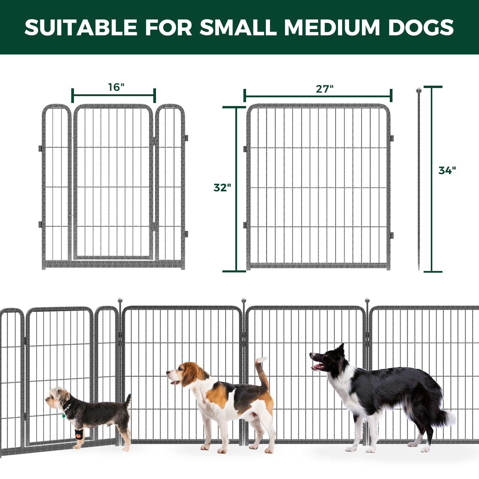 Fxw Aster Dog Playpen Designed For Yard, 8 Panels
