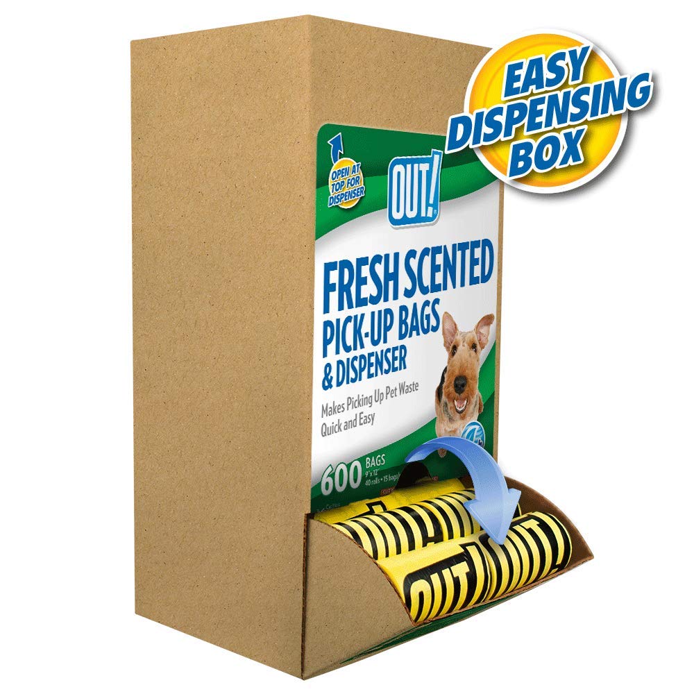 OUT! Dog Poop Bags | Strong, Leak Proof Dog Waste Bags | 9 x 12 Inches, 600 Yellow Bags