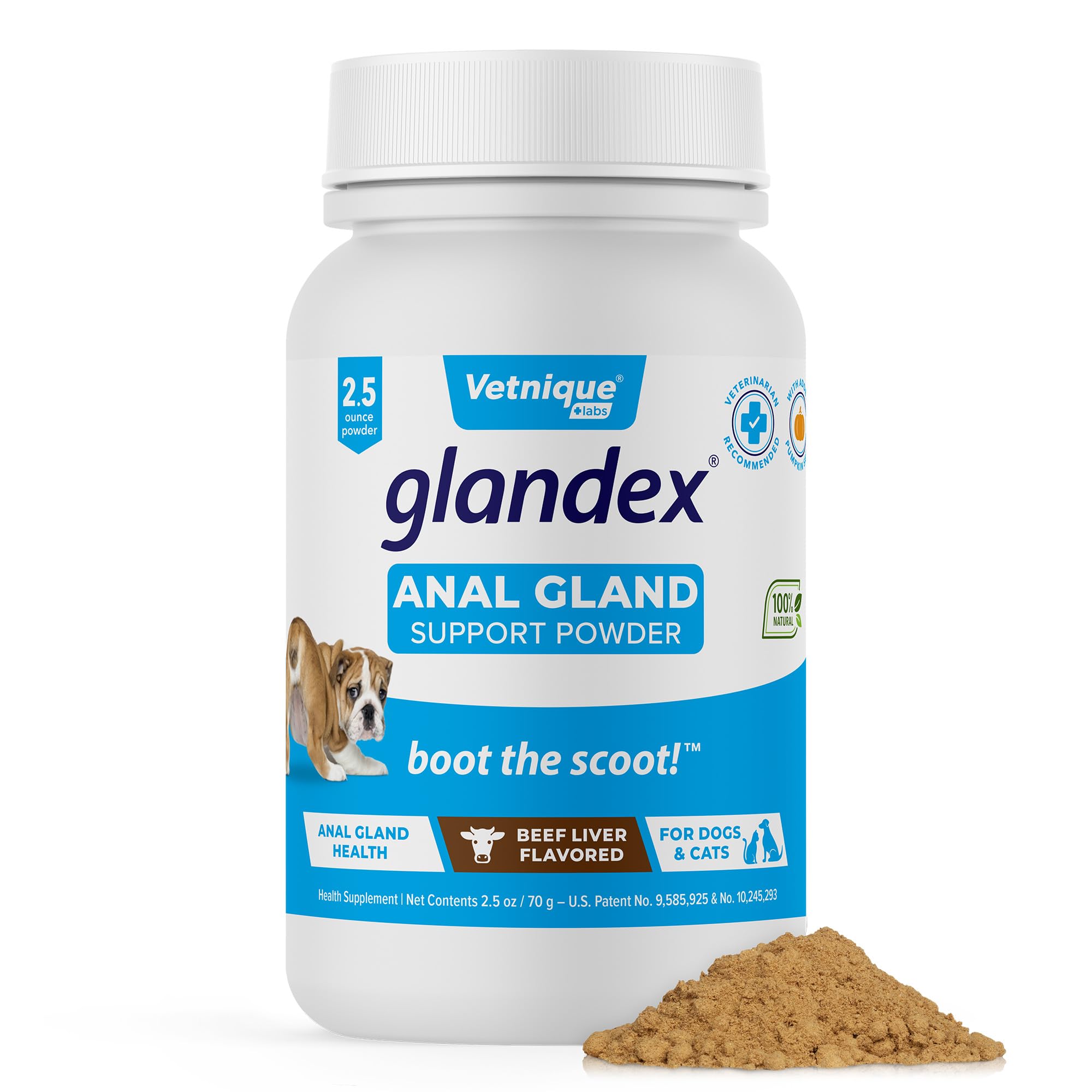 Vetnique Glandex Dog Fiber Supplement Powder for Anal Glands with Pumpkin, Digestive Enzymes & Probiotics - Vet Recommended (Reg