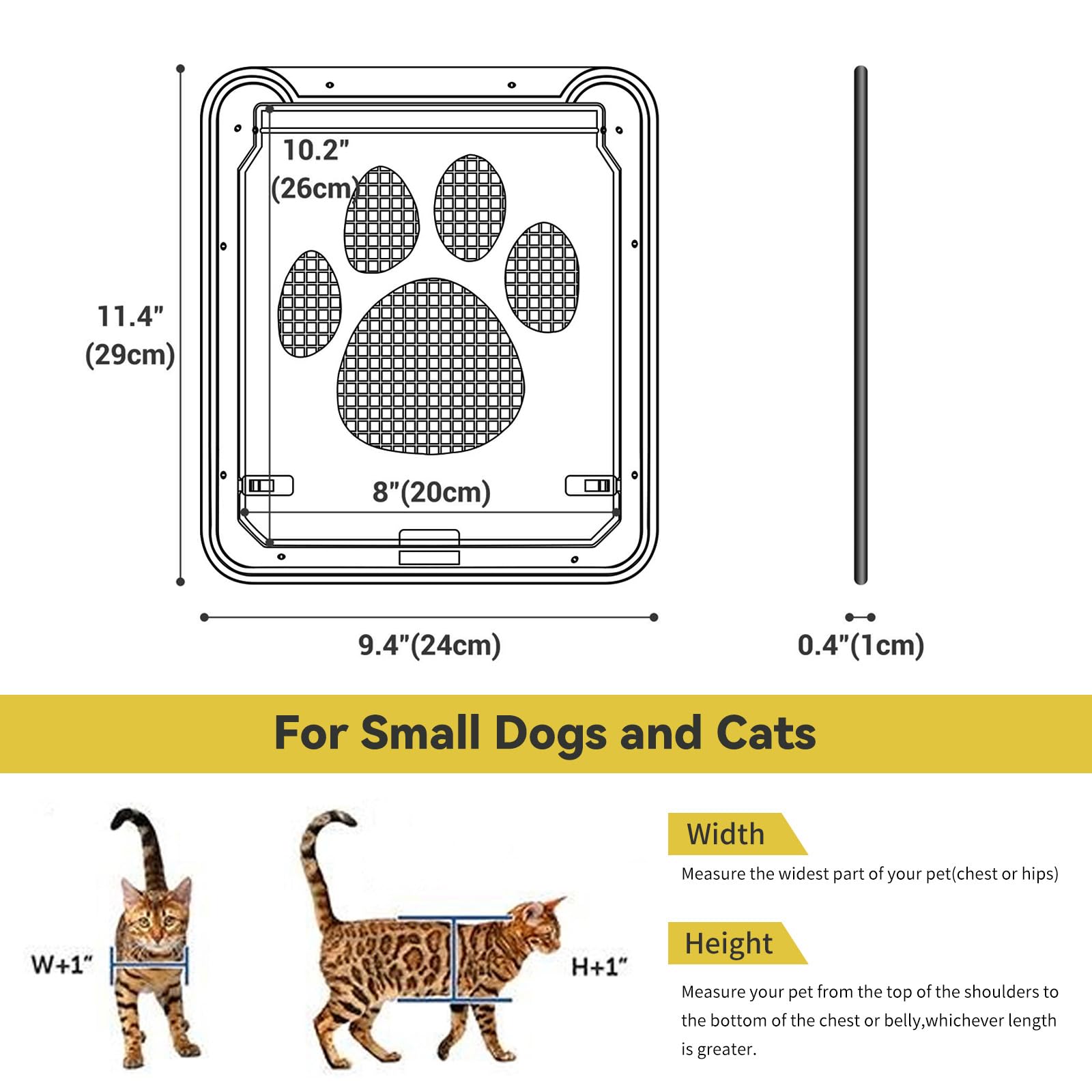Namsan Cat Door for Screen Door, Passage 8 x 10.2 inches, Small Dog Door for Sliding Door, Pet Screen Window, Magnetic Flap Auto