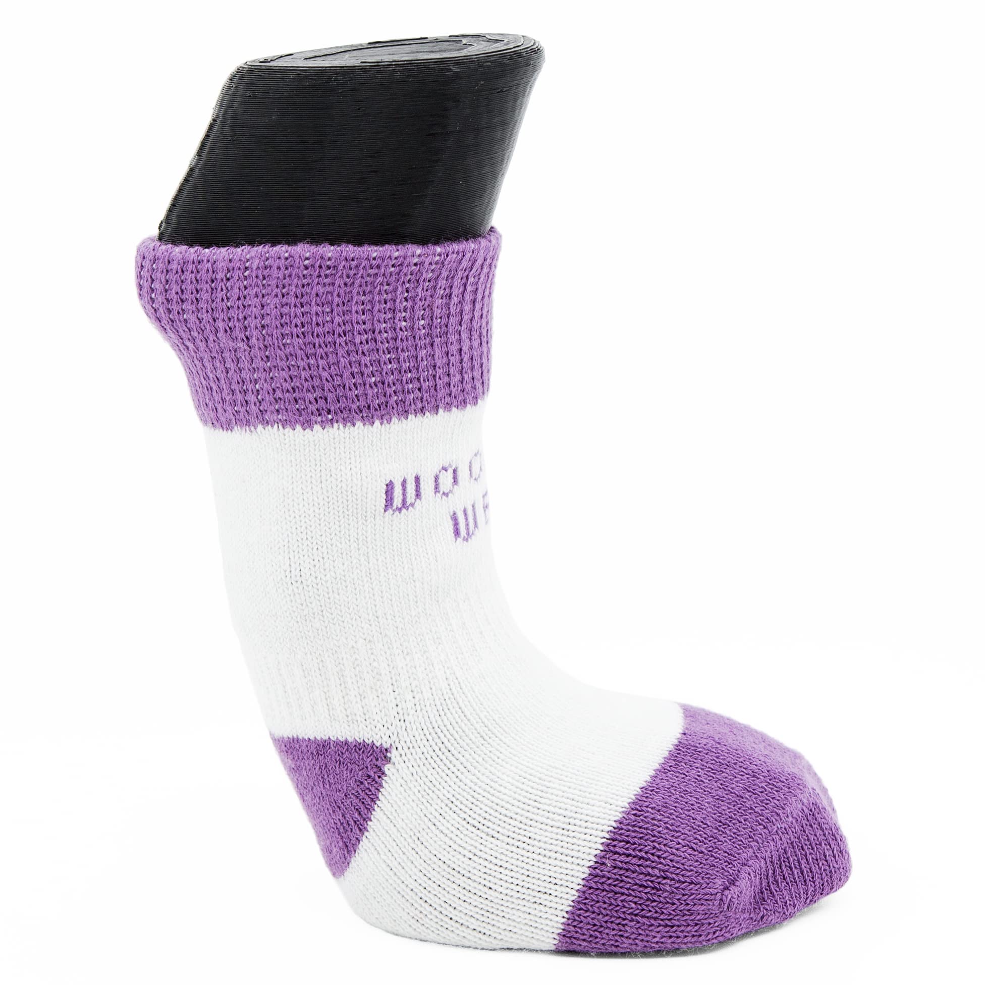 Woodrow Wear, Power Paws Original Dog Socks, Purple White Stripe, XS, Fits 12-25 pounds