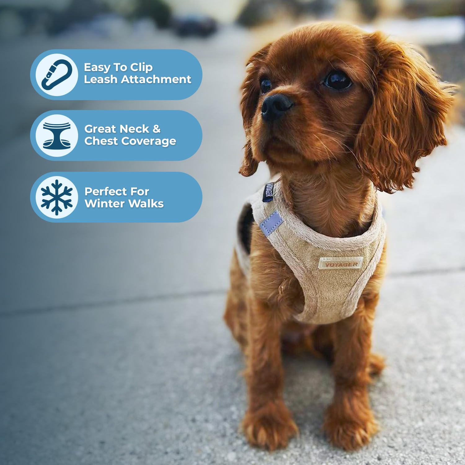 Voyager Step-In Plush Dog Harness - Soft Plush, Step In Vest Harness For Small And Medium Dogs By Best Pet Supplies - Latte Suede, Xl (Chest: 20.5 - 23')