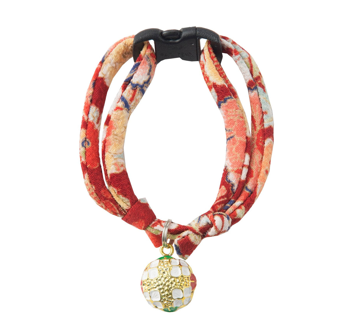 Necoichi Chirimen Temari Dynasty Cat Collar (Red)