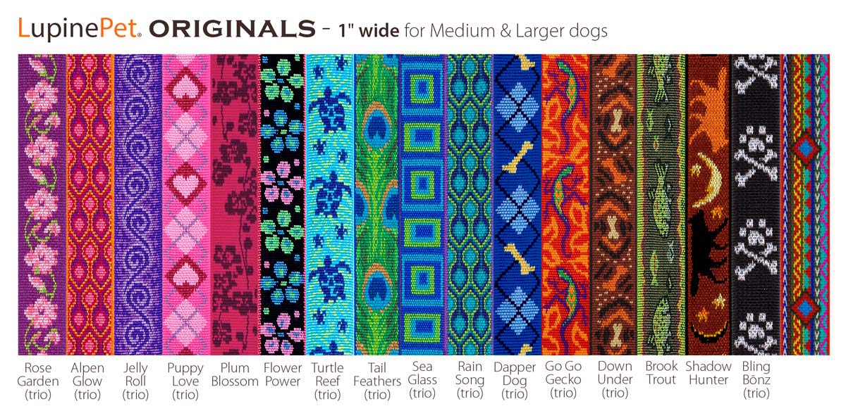 Lupinepet Originals 1" Tail Feathers 6-Foot Padded Handle Leash for Medium and Larger Dogs