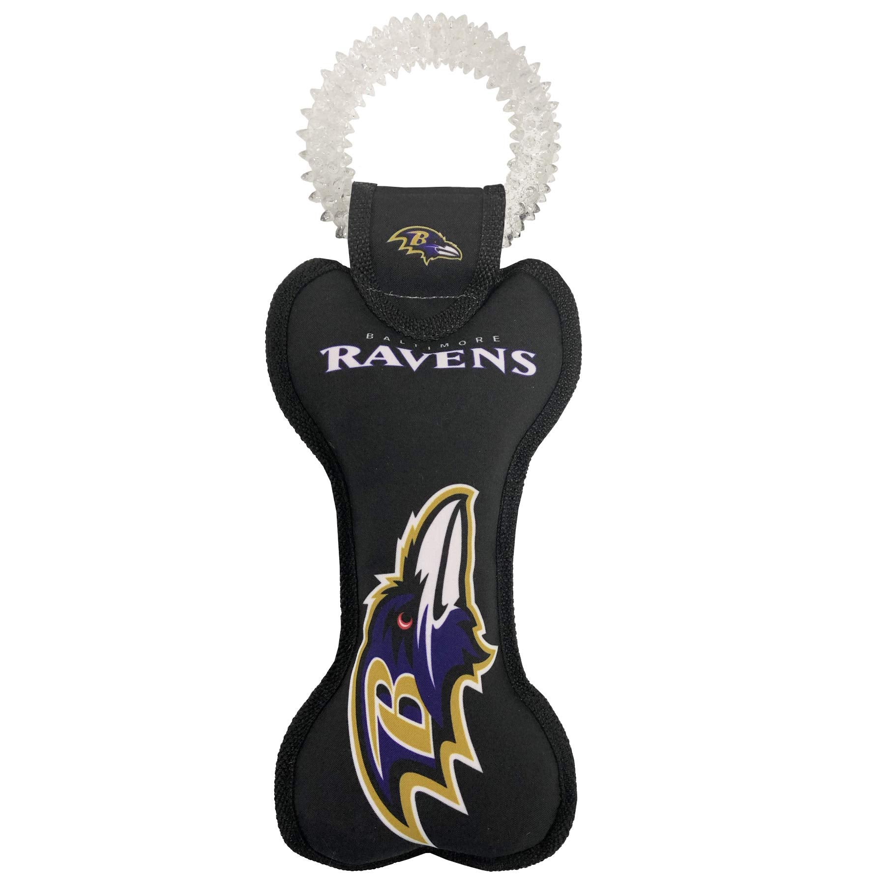 Pets First NFL Baltimore Ravens Dental Dog TUG Toy with Squeaker. Tough PET Toy for Healthy Fun, Teething & Cleaning Pet's Teeth