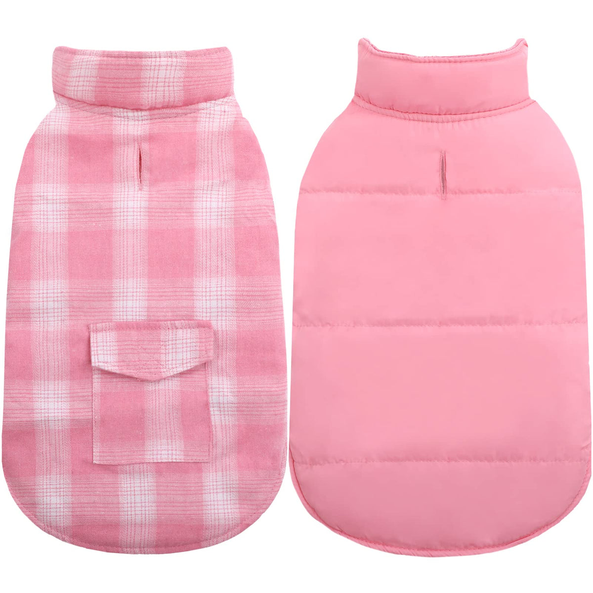 Kuoser Dog Winter Coat, Reversible Dog Jacket, Warm Dog Coat British Style Puppy Cold Weather Coat, Windproof Dog Clothes Dog Vest For Small Medium And Large Dogs Pink 3Xl