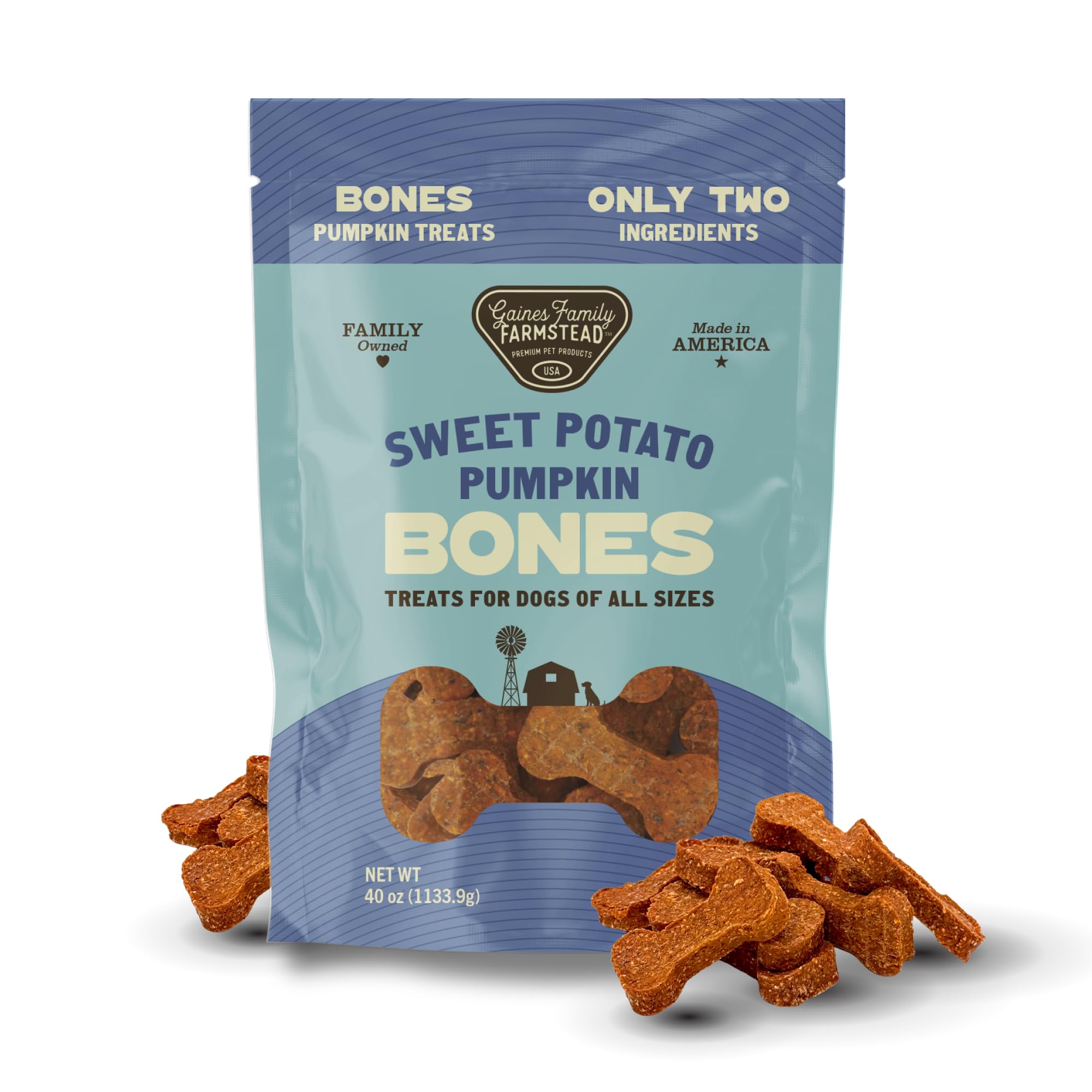 Gaines Family Farmstead Sweet Potato & Pumpkin Dog Bones - 40 oz, Natural, Grain-Free Dog Treats for Digestive Health & Immunity