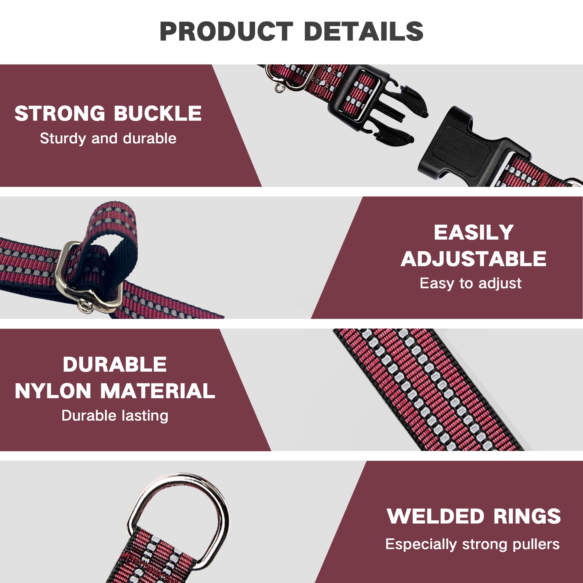 Hikiko Martingale Dog Collars Reflective Nylon Dog Collar With Quick Release Buckle Adjustable Training No Slip Dog Collar (Medi